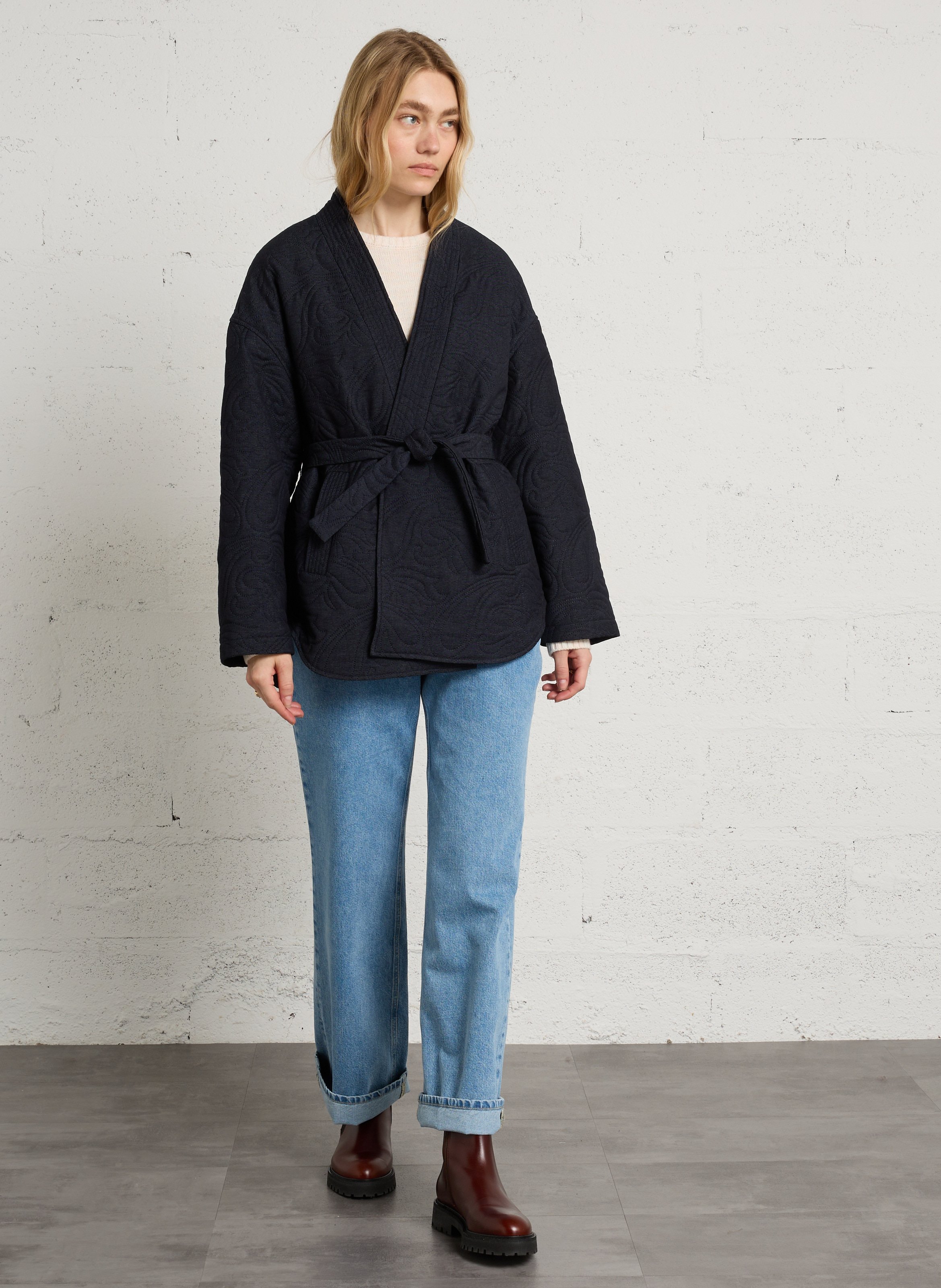 Veste ample ceinturée SEE U SOON Bleu