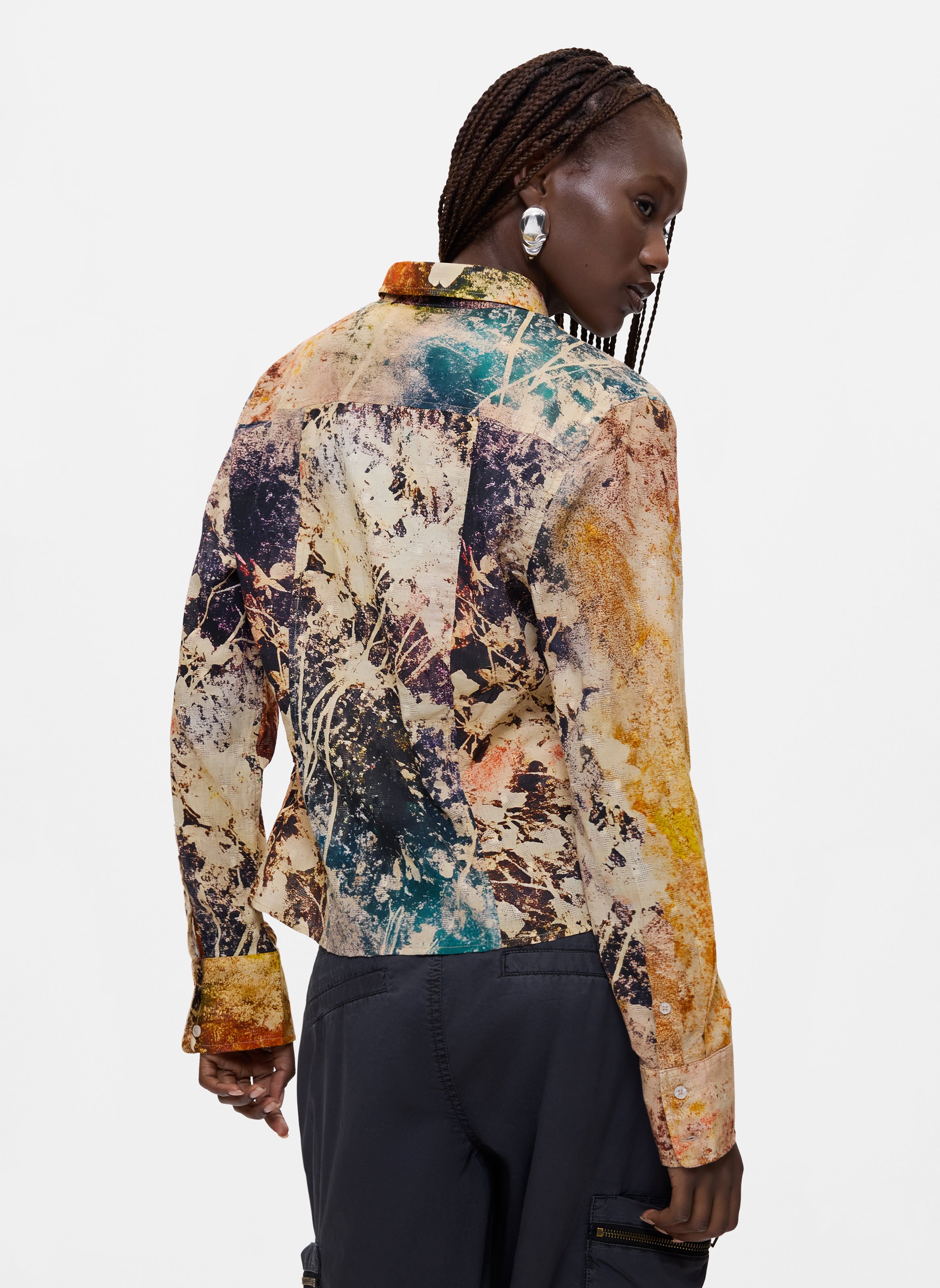Straight printed cotton shirt DESIGUAL Blue