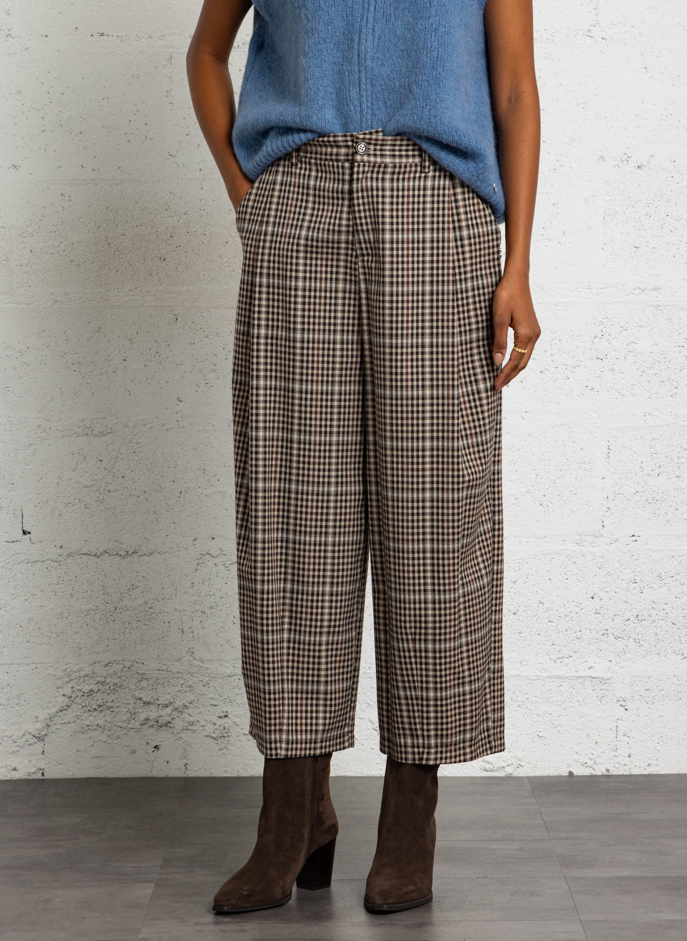 Pleated balloon trousers PLEASE Brown