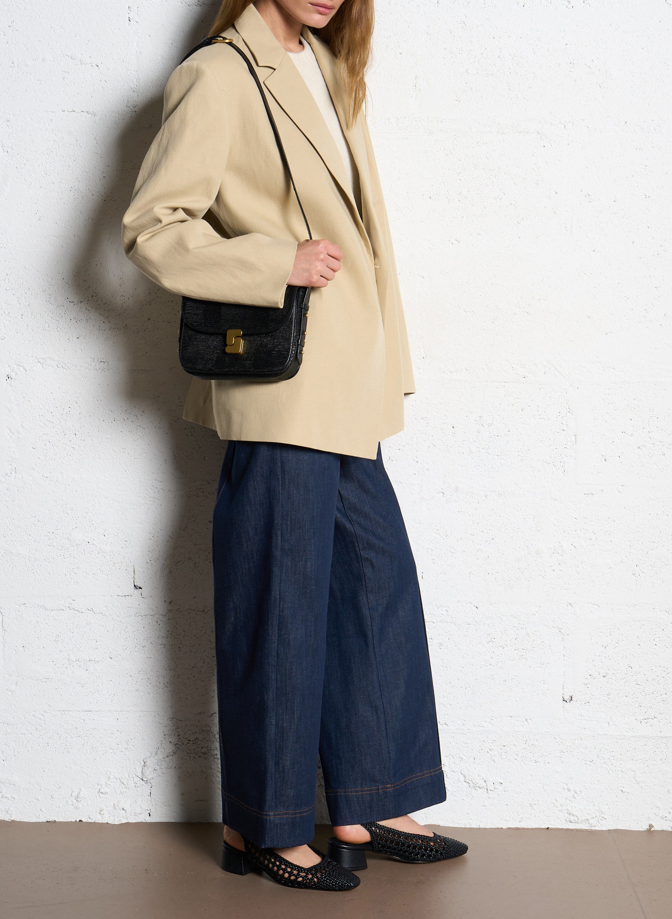 Gerade geschnittener Blazer aus Baumwoll-Mix POMANDERE Beige