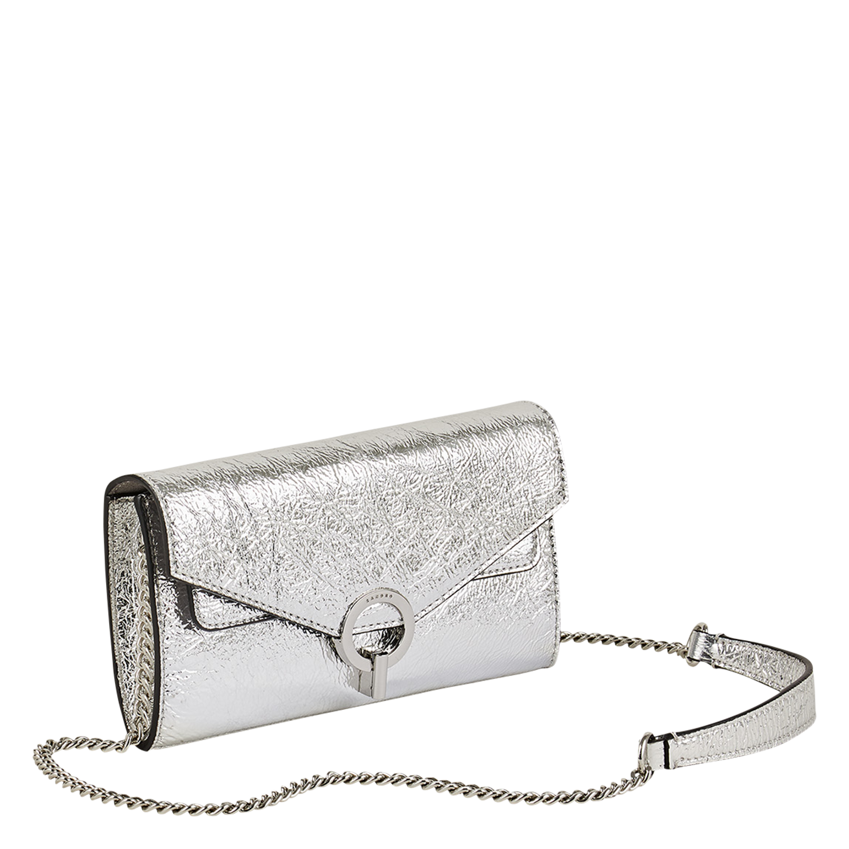 Leather shoulder bag SANDRO Silver