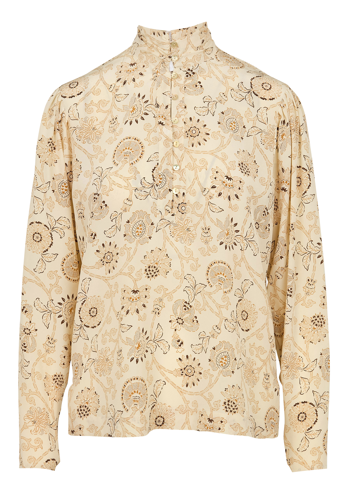 Blouse droite imprimée en soie MOMONI Beige