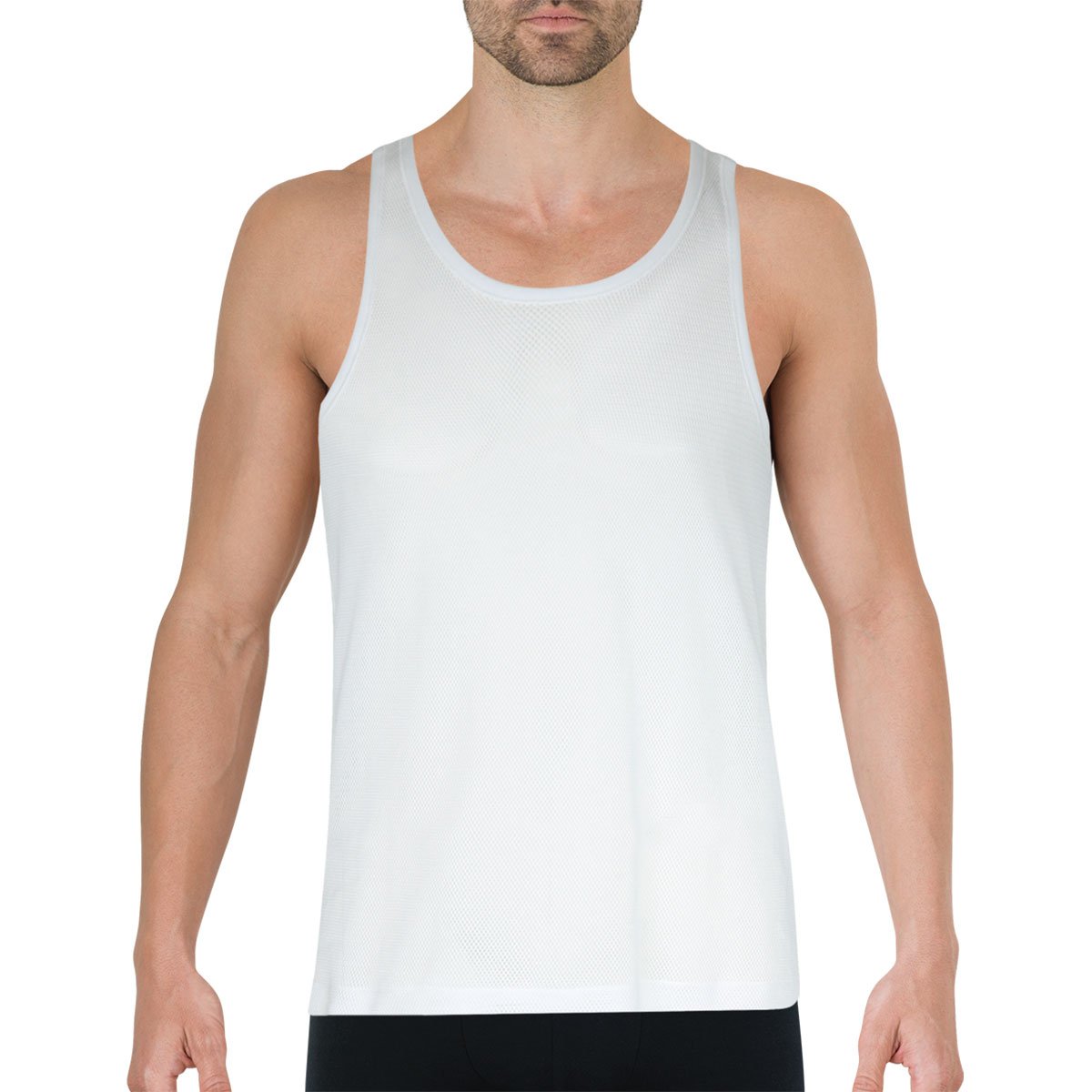 Men's tank top in airy pure cotton mesh by Eminence EMINENCE White