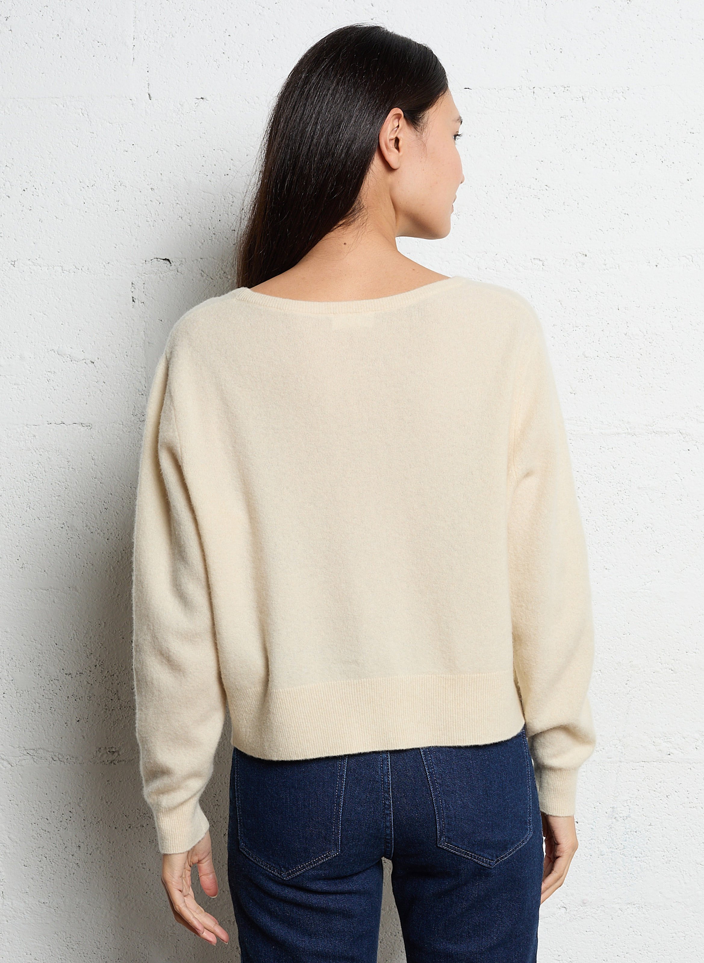 Pull ample en laine mélangée Beige