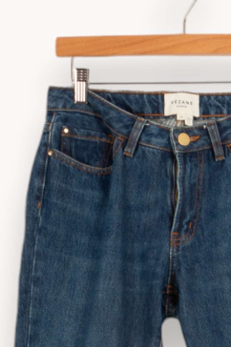 Cropped slim jeans with studs SEZANE - Seconde main Blue