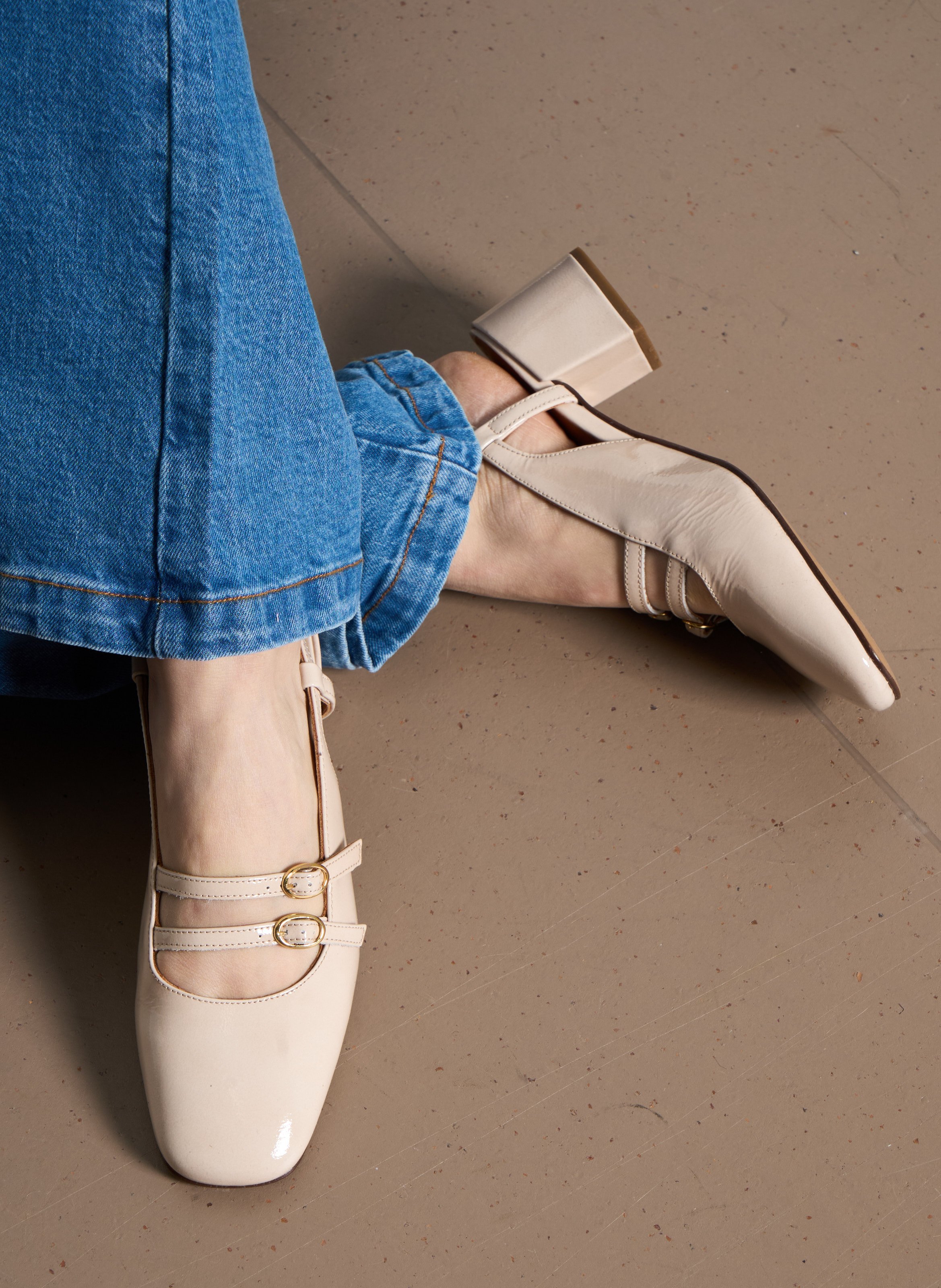 Leather mid-calf boots with pointed toe MAISON TOUFET Beige