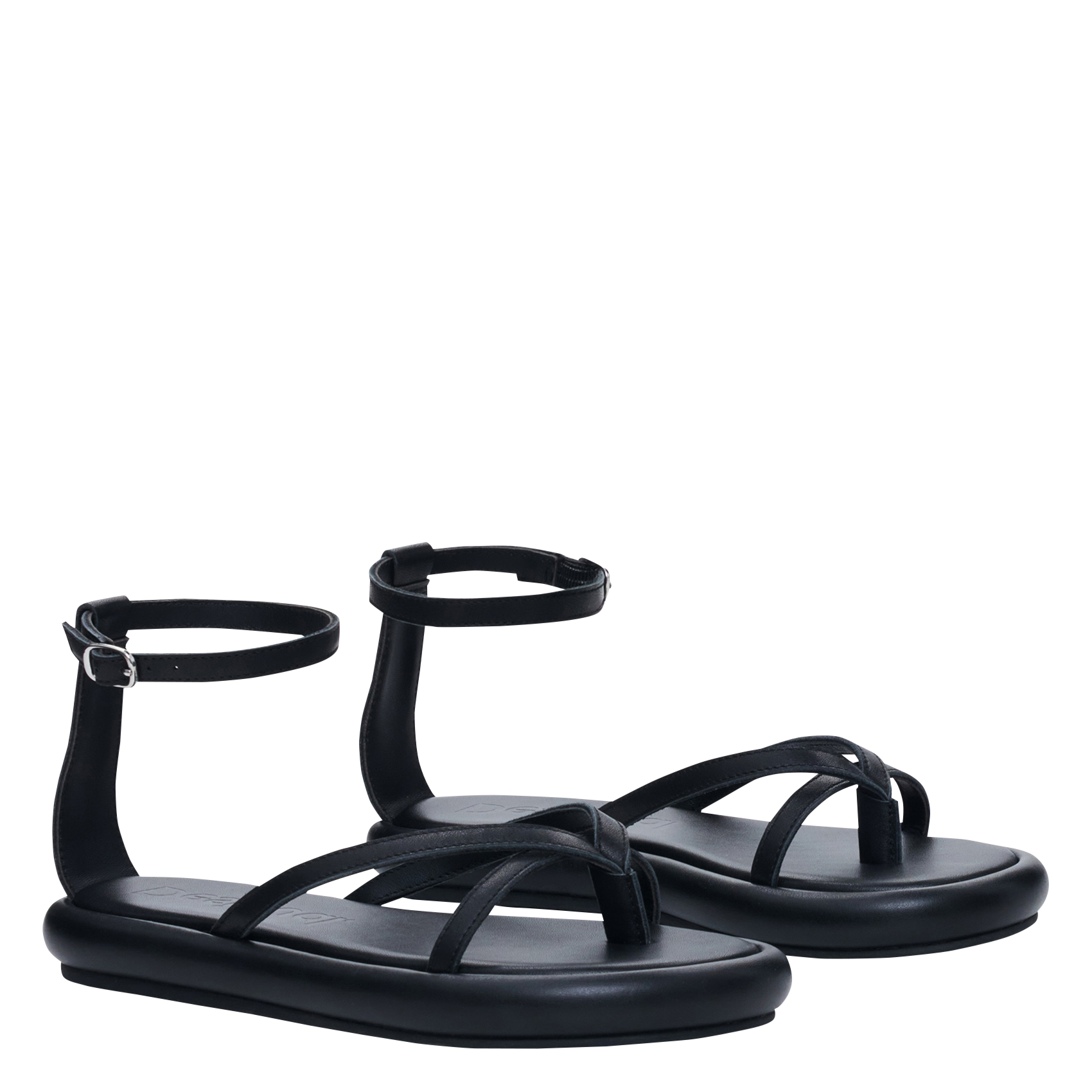 Aouda flat leather sandals Noir Desigual Women Place des Tendances