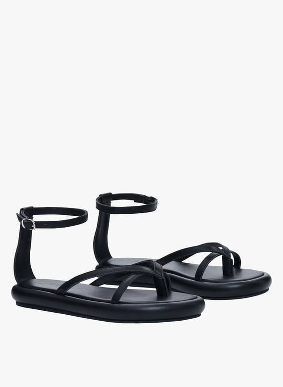 Aouda flat leather sandals Noir Desigual Women Place des Tendances