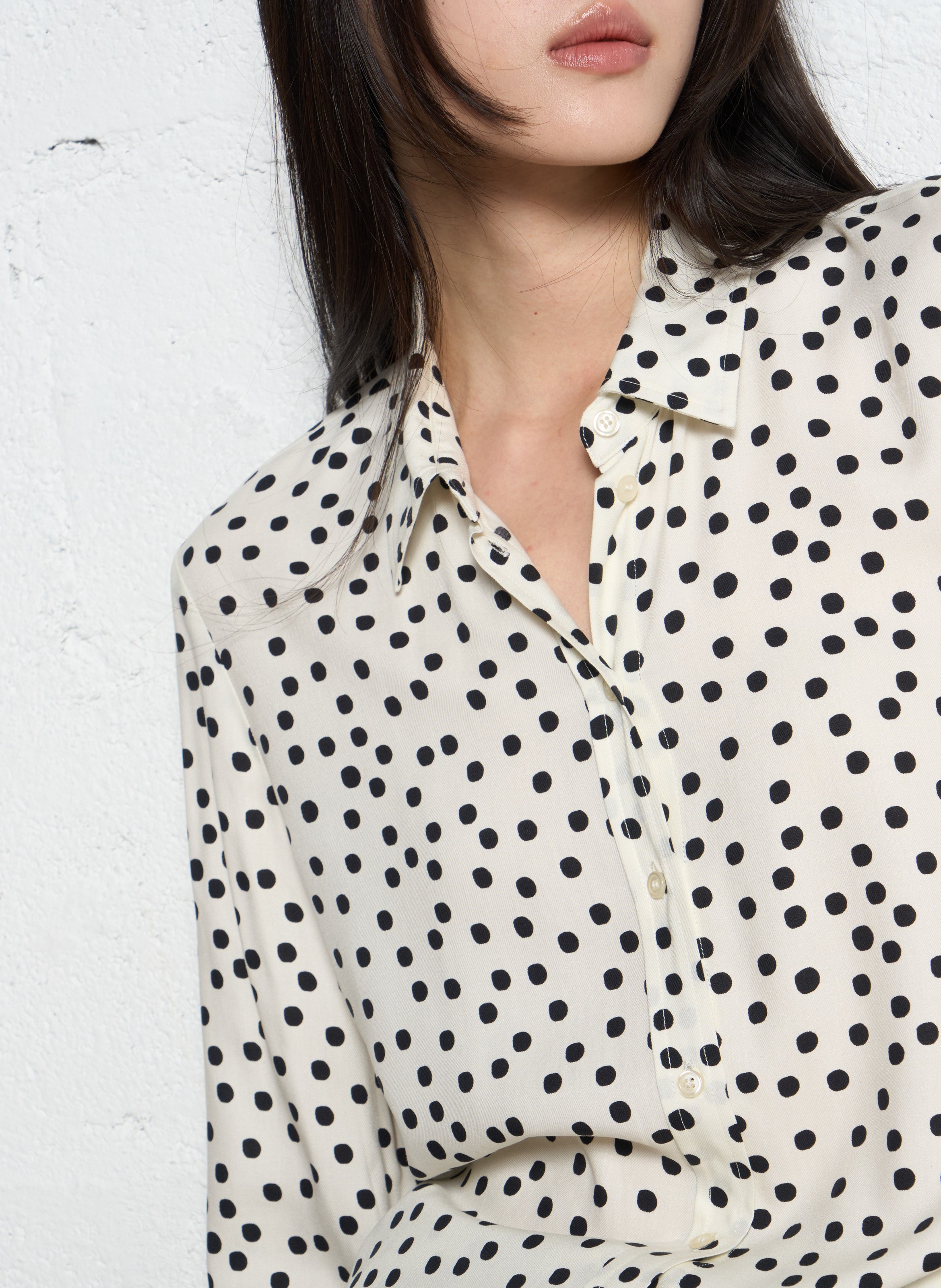 Gerade geschnittene Tupfenbluse mit klassischem Kragen IKKS Weiss