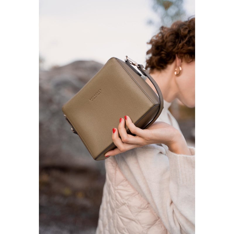 Crossbody bag - cowhide leather POURCHET Khaki