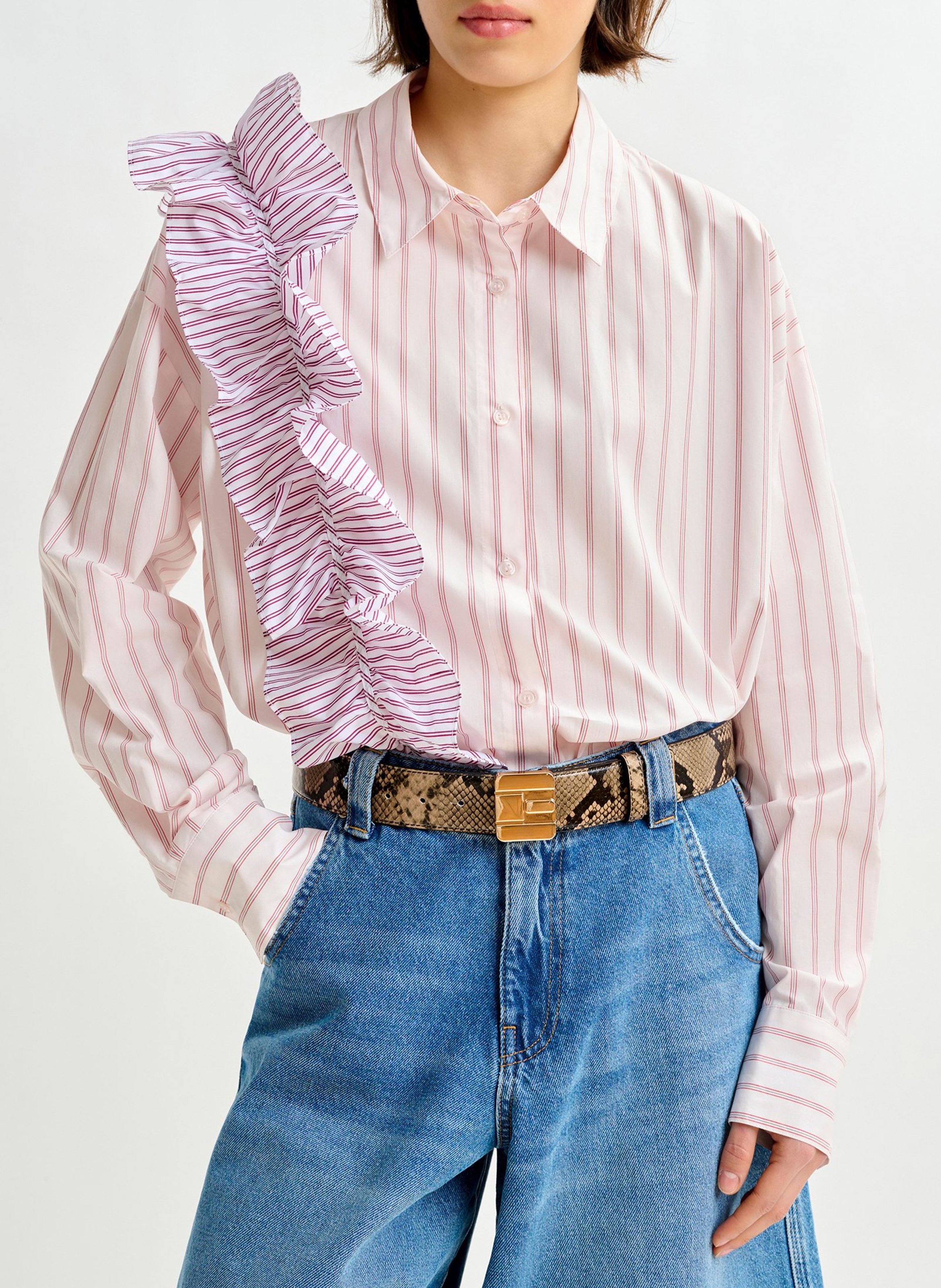 Chemise col classique manches contrastantes en coton ESSENTIEL ANTWERP White