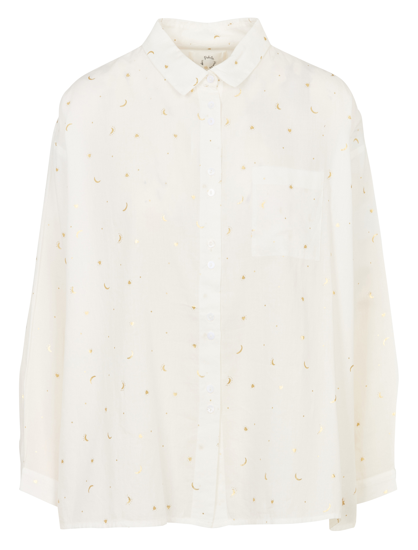 Straight printed cotton shirt White