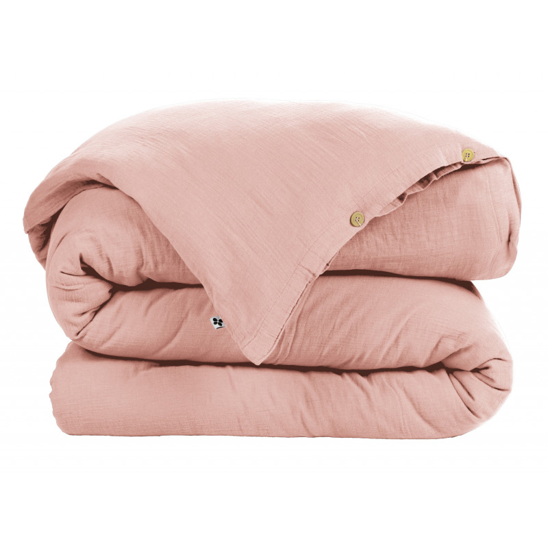 "Duvet cover set "Gaia" all sizes "cotton gauze"" L'EFFET PAPILLON Pink