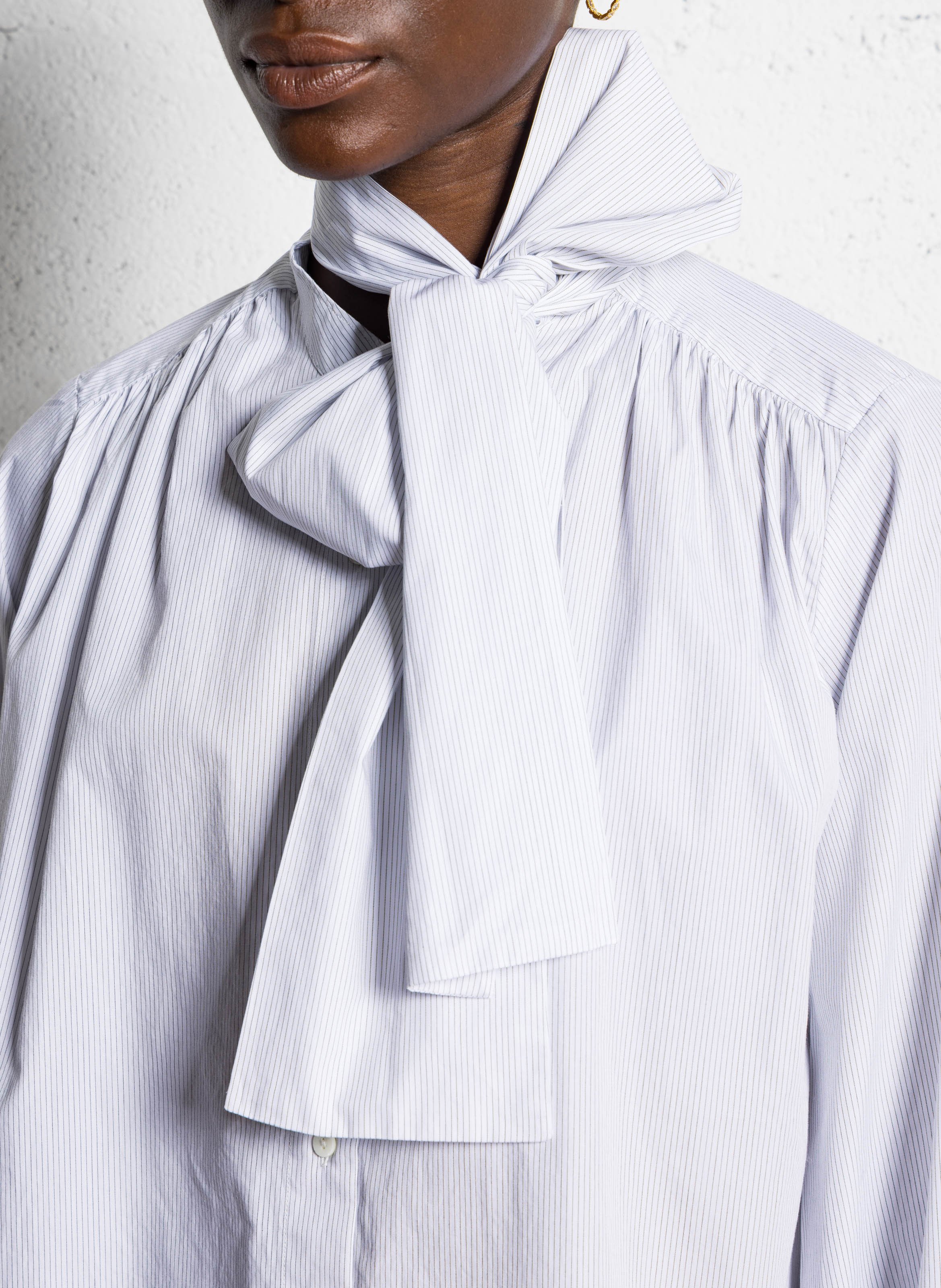 Chemise ample rayée avec écharpe DIEGA Blanc