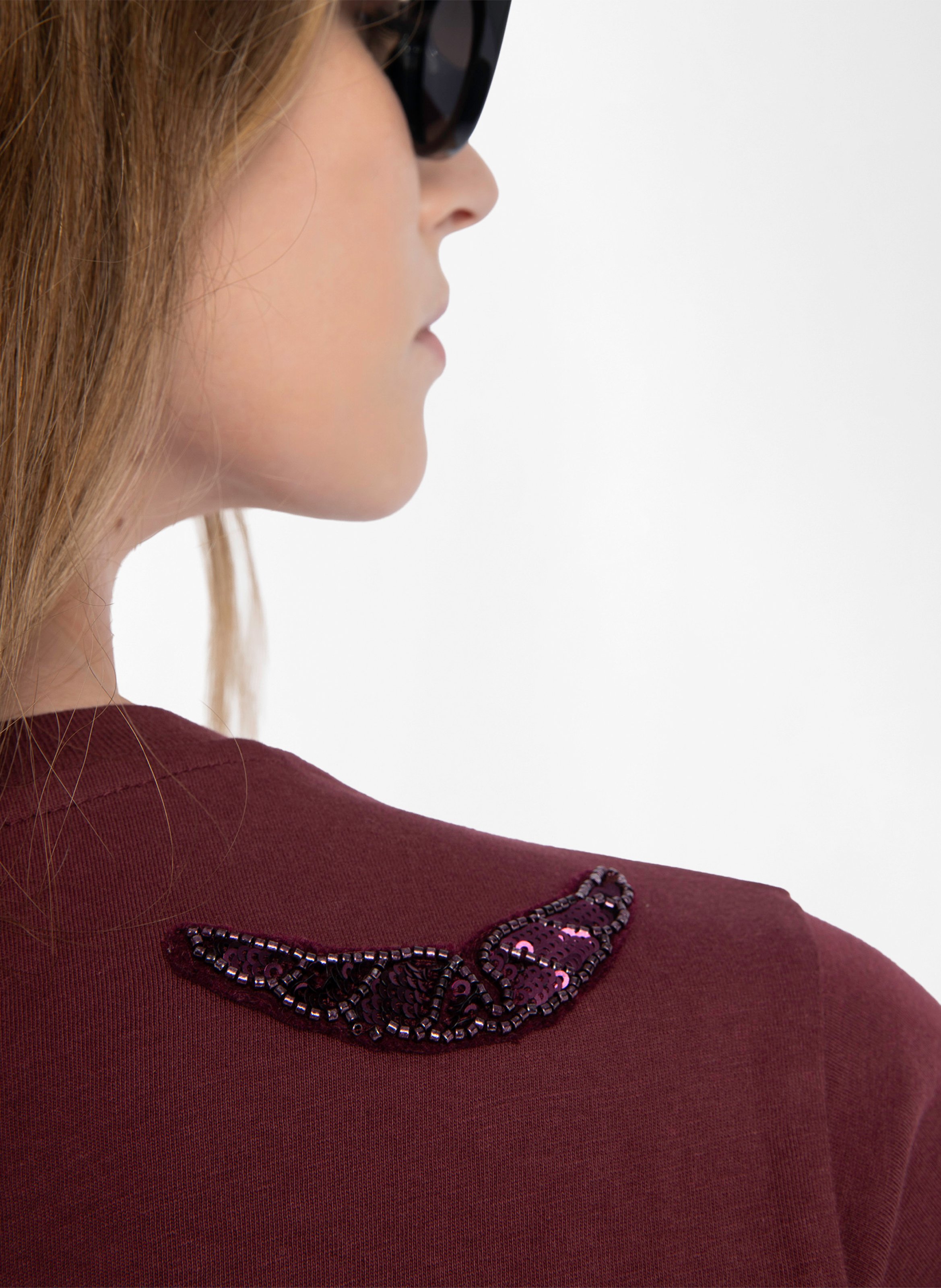 Tee-shirt droit col rond en coton ZADIG&VOLTAIRE Violet