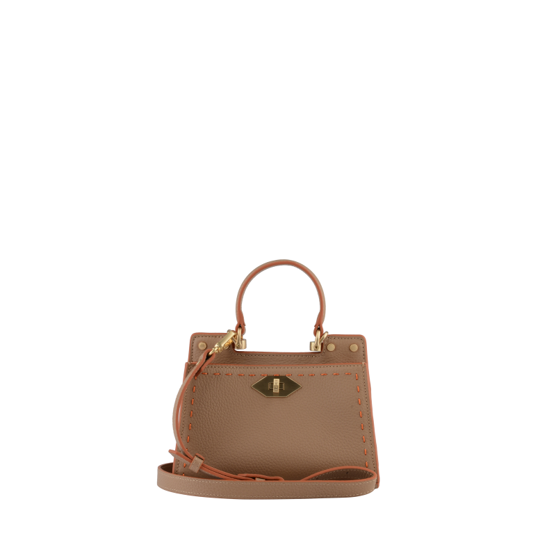 Handbag - cowhide leather POURCHET Brown
