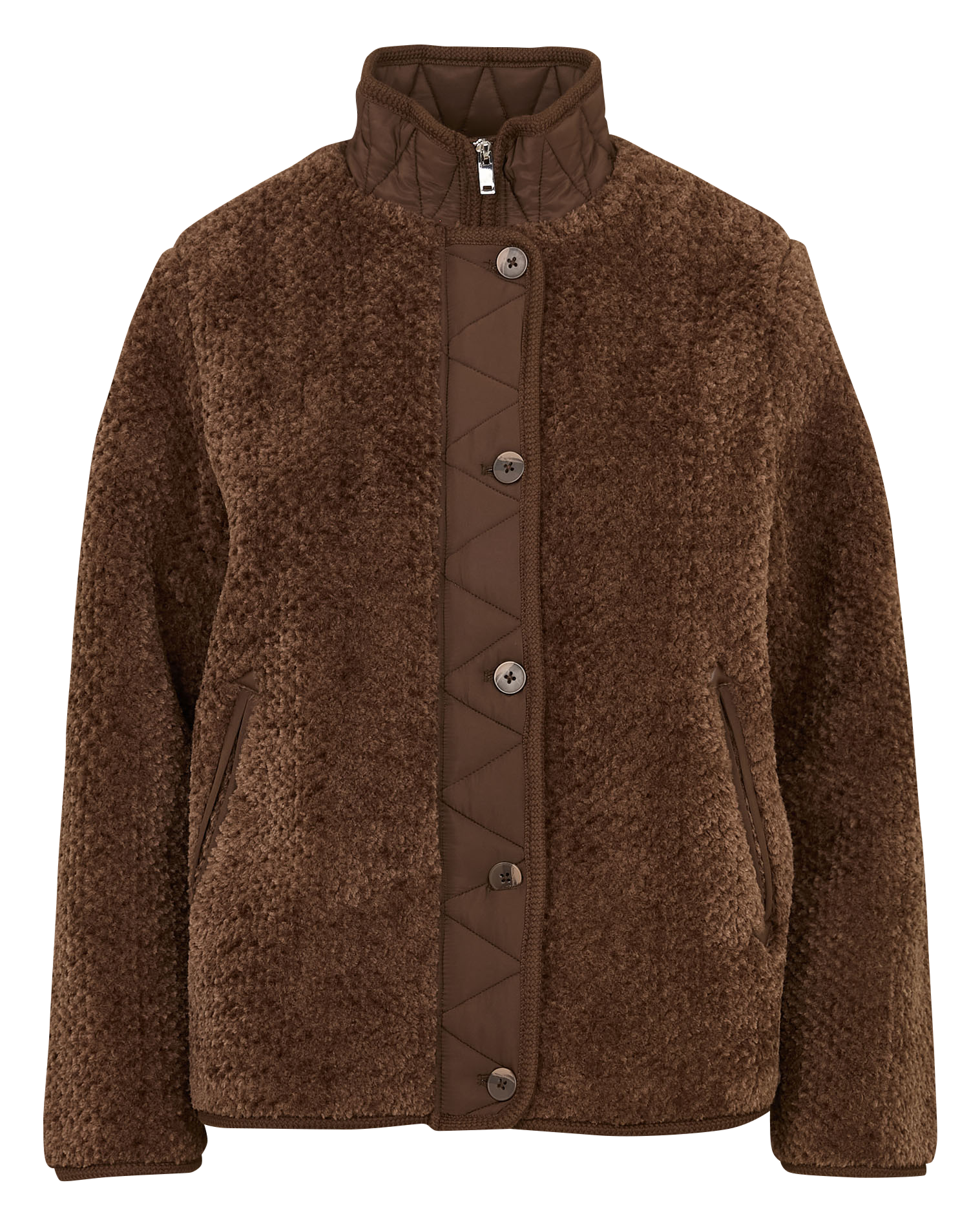 Kurzer einfarbiger Kunstpelzmantel SUD EXPRESS Braun