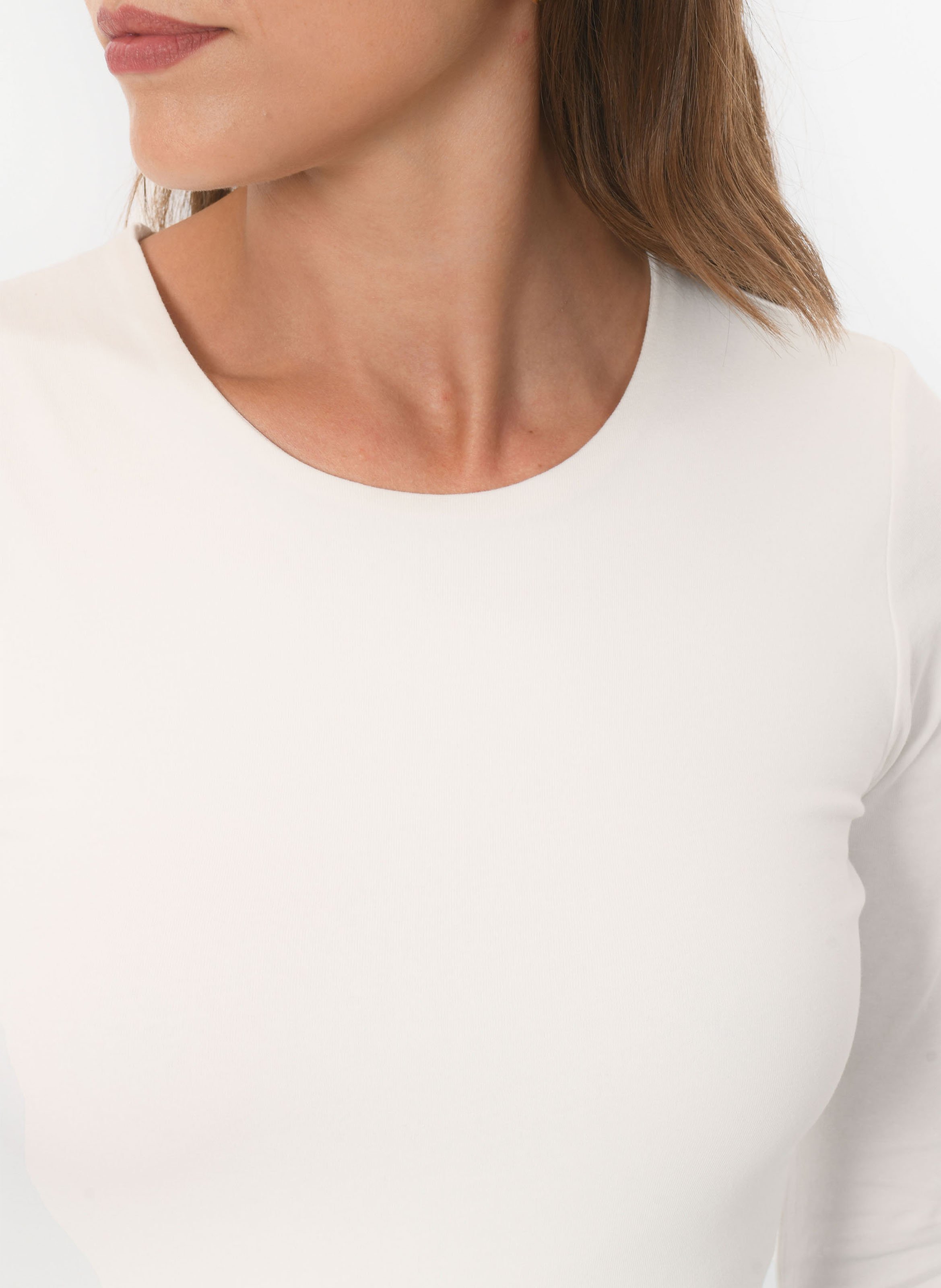 Tee-shirt moulant col rond en coton mélangé KOOKAI Blanc