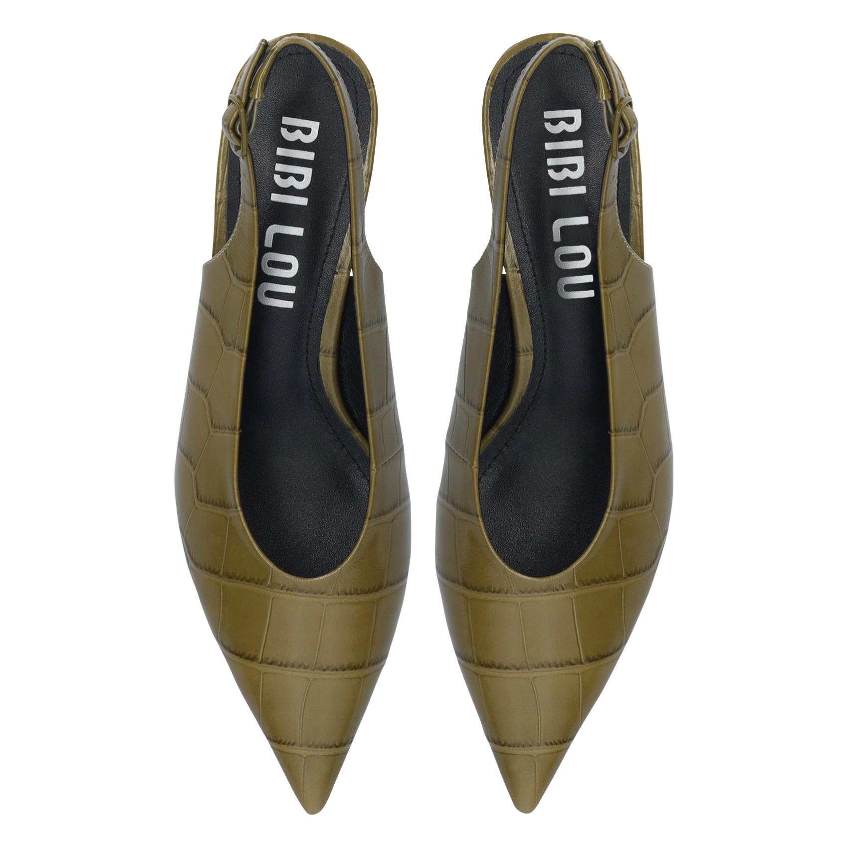 Crocodile-effect leather pumps BIBI LOU Khaki