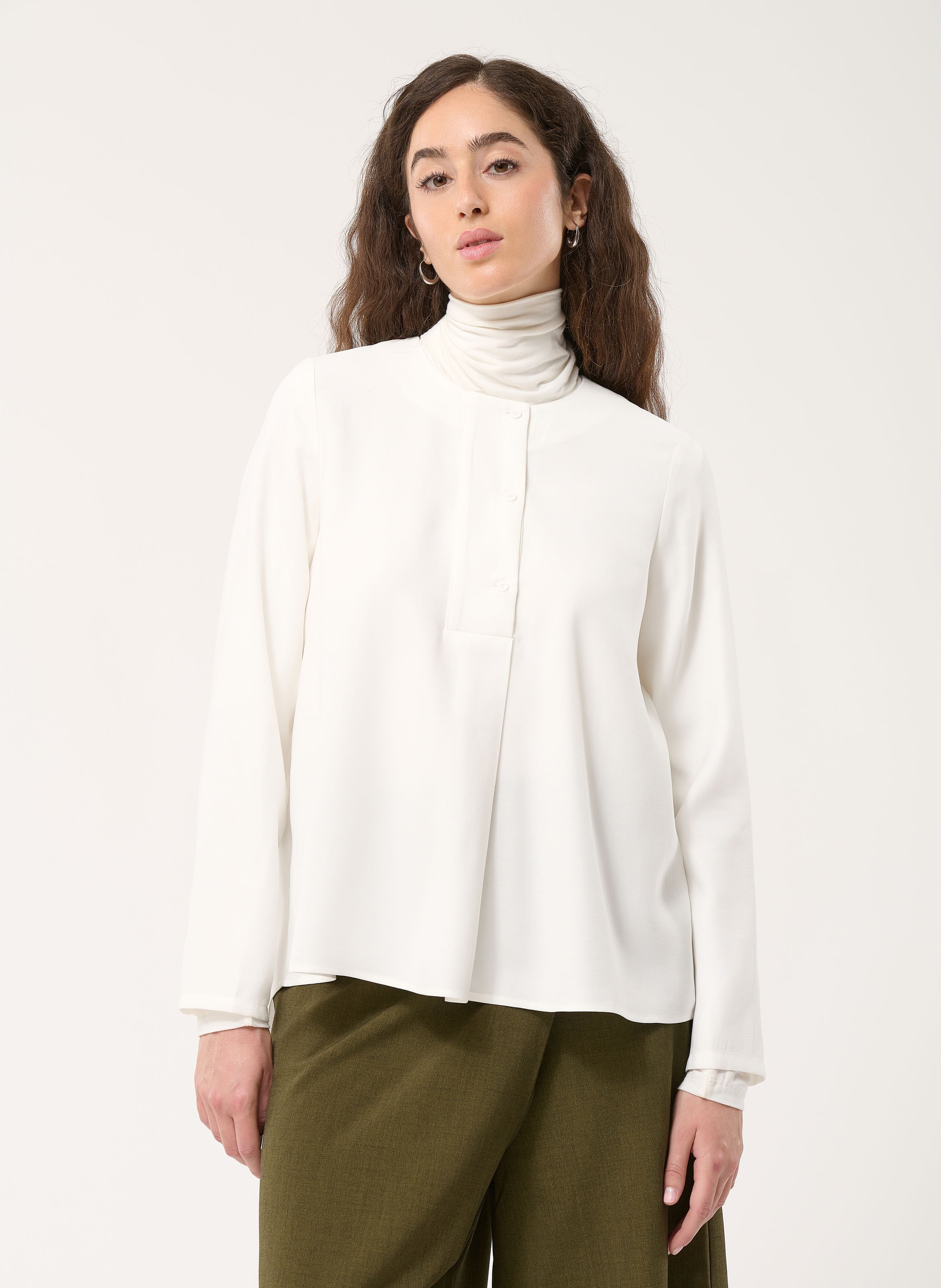 Top col rond  HUMILITY Blanc