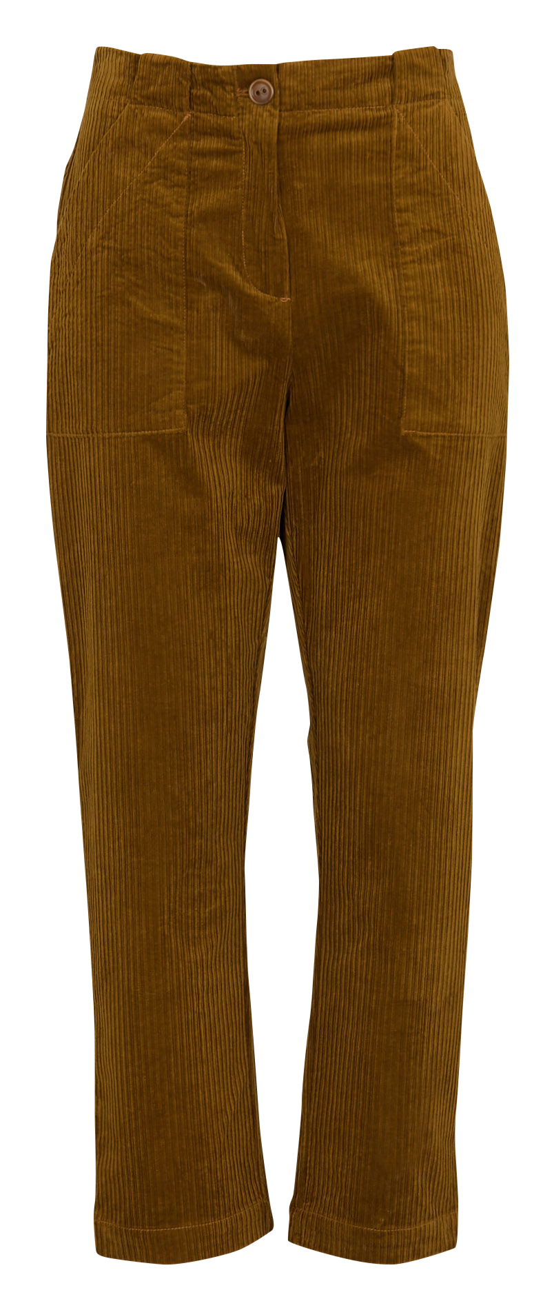 Pantalon carotte 7/8ème en velours côtelé COTELAC Marron
