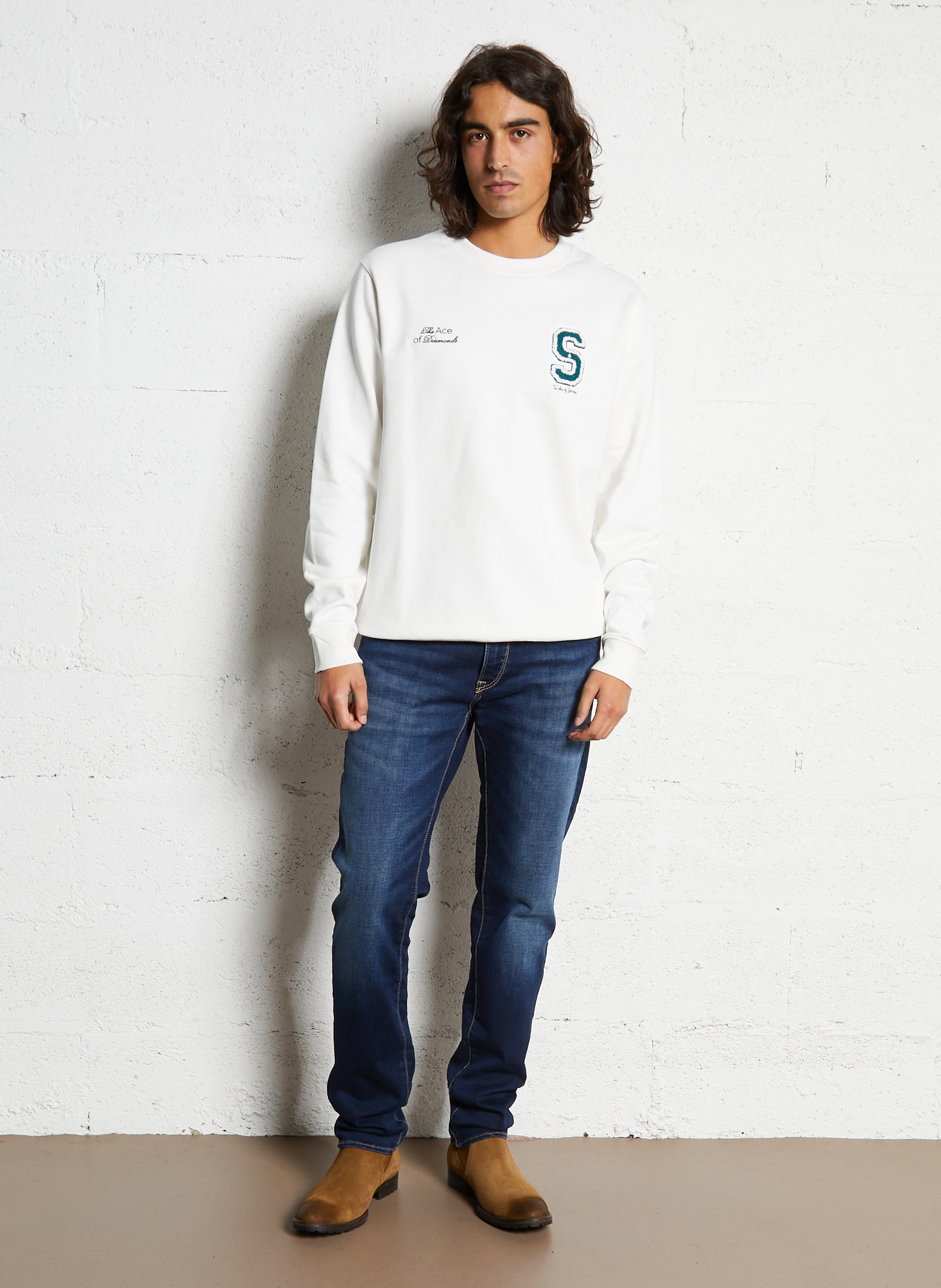 Sweat oversize en coton SOLID Blanc