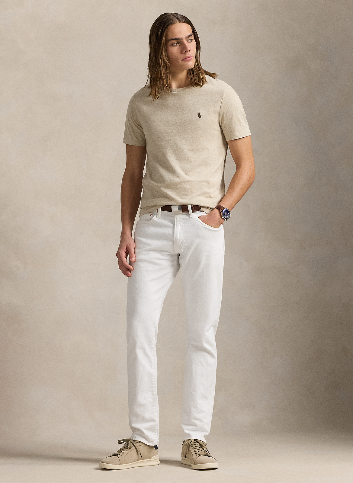 Tee-shirt col rond regular-fit en coton POLO RALPH LAUREN Beige