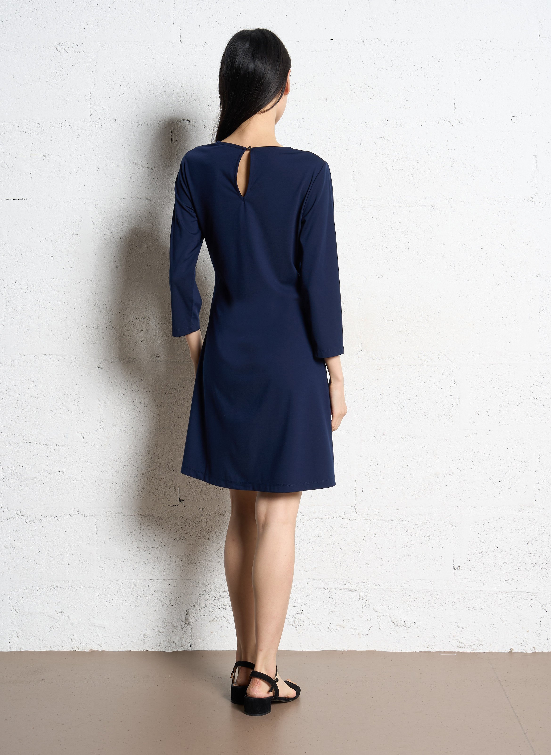 Robe courte fluide drapée unie ONE STEP Bleu