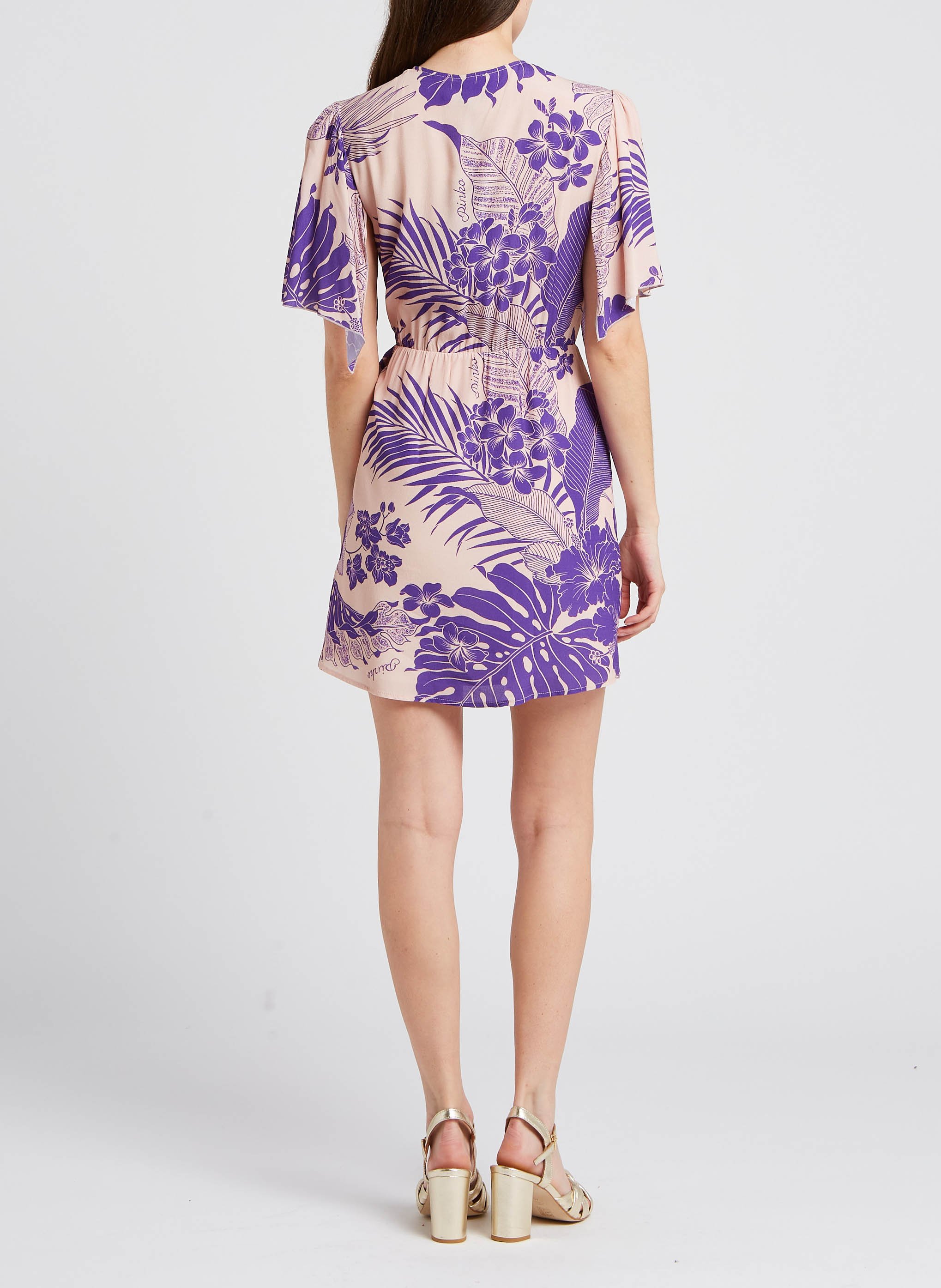 Robe courte col V imprimée  PINKO Violet