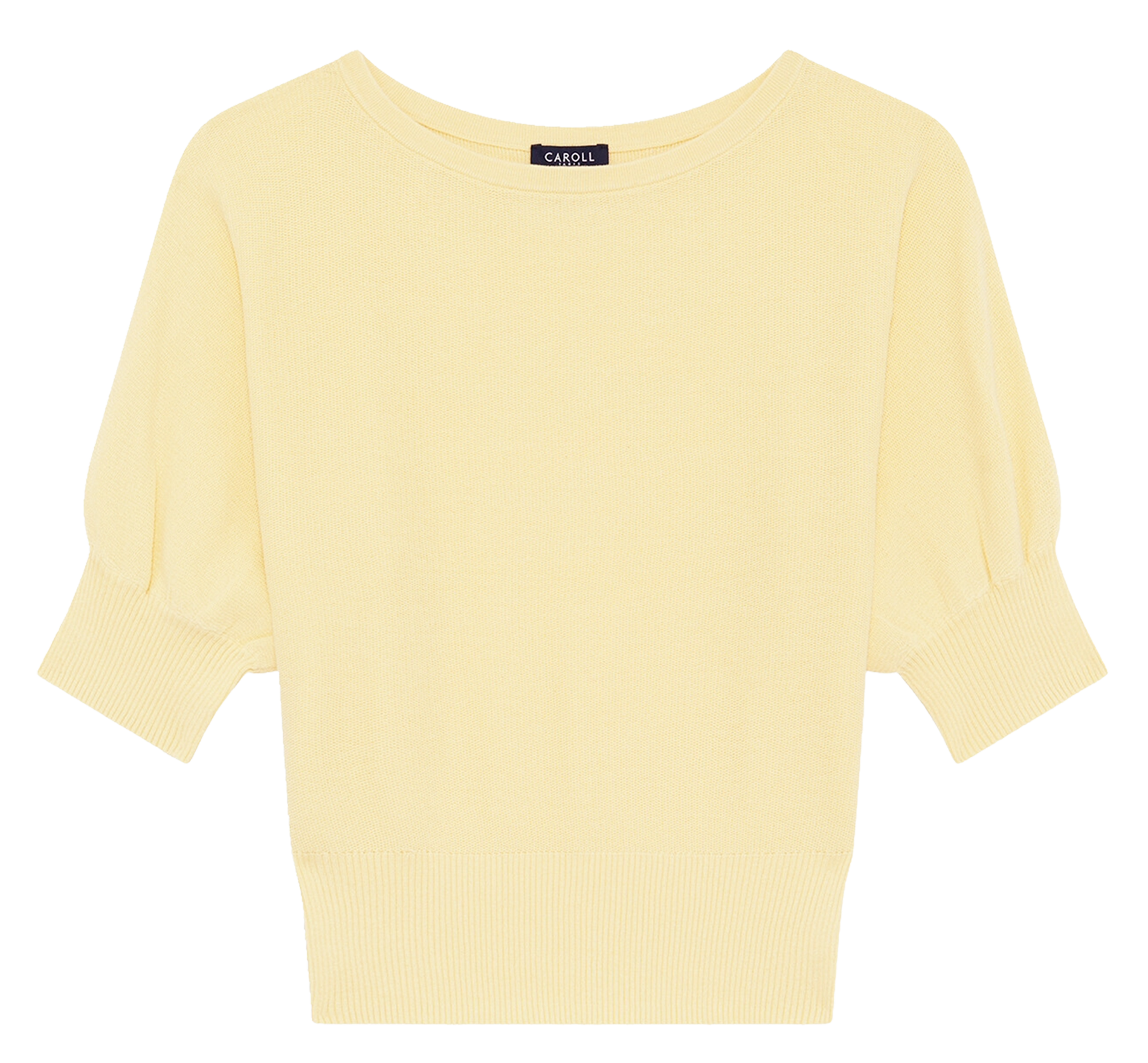 Pull oversize col bateau en coton Jaune