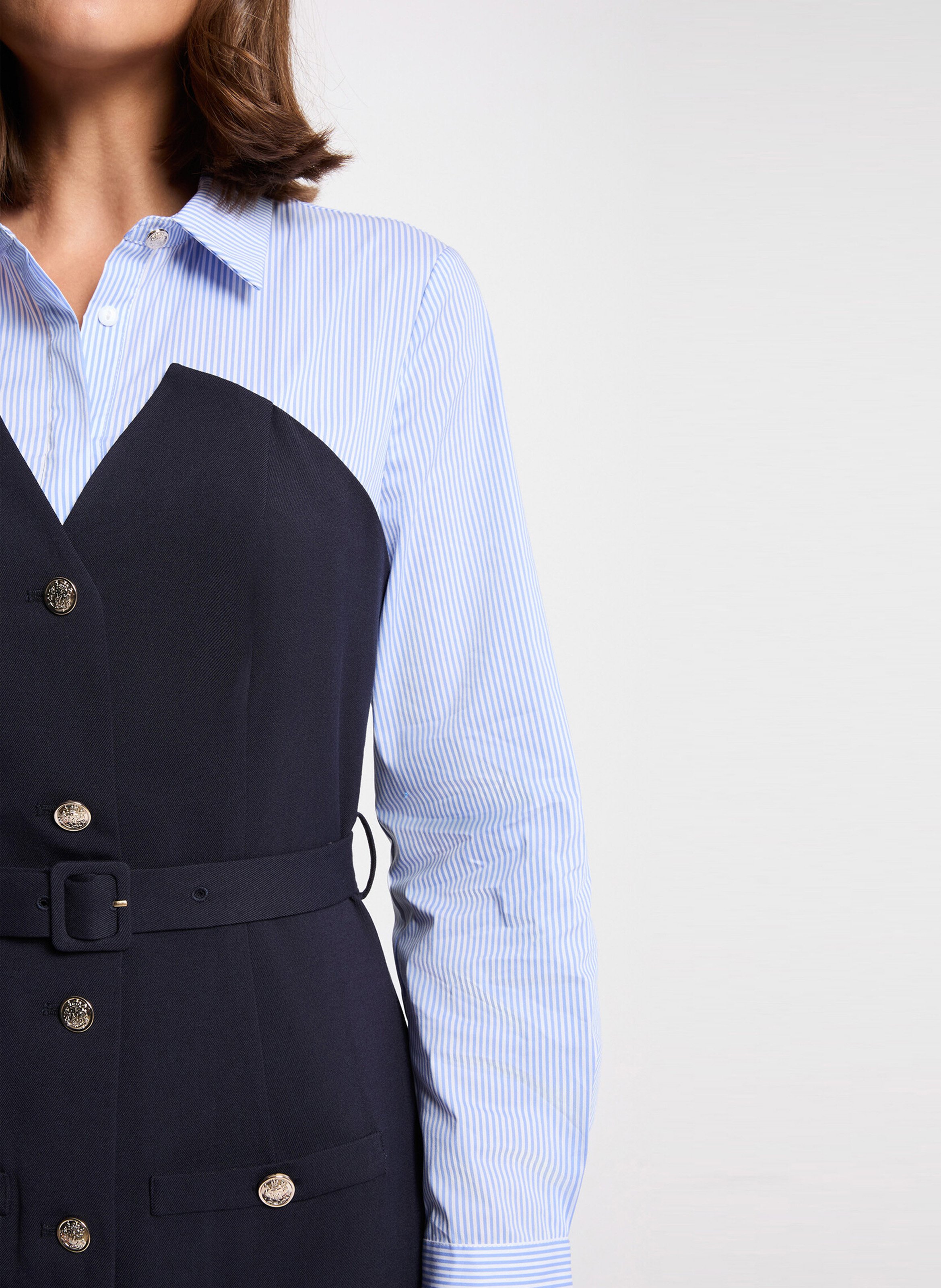 Robe courte chemise ceinturée  MORGAN Bleu