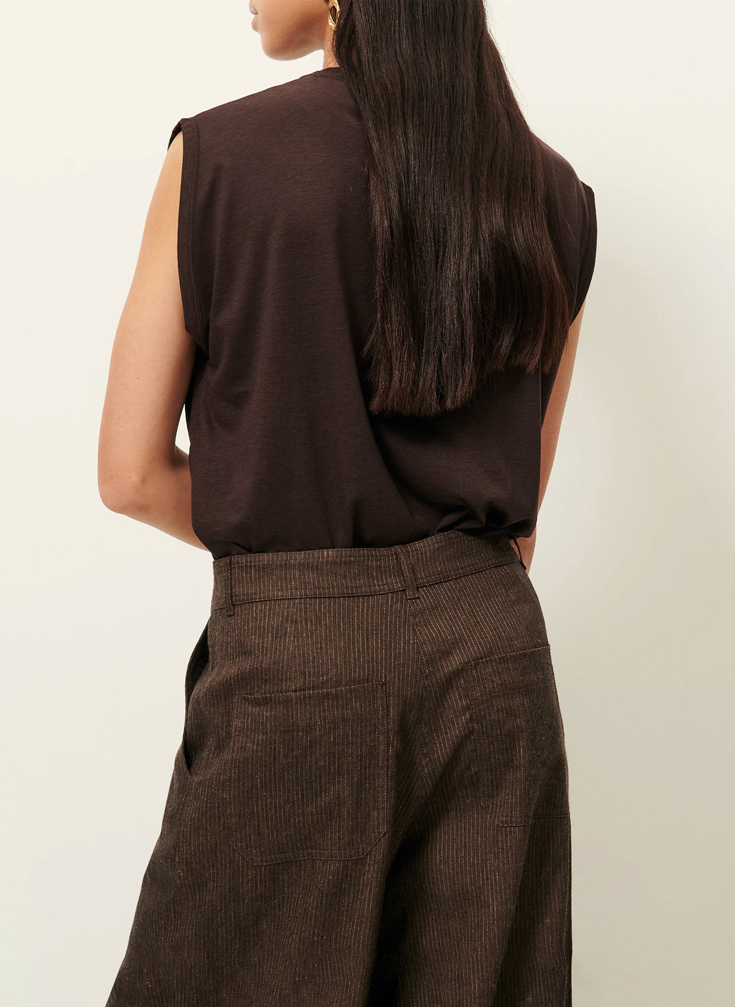 Loose-fit round-neck T-shirt SESSUN Brown