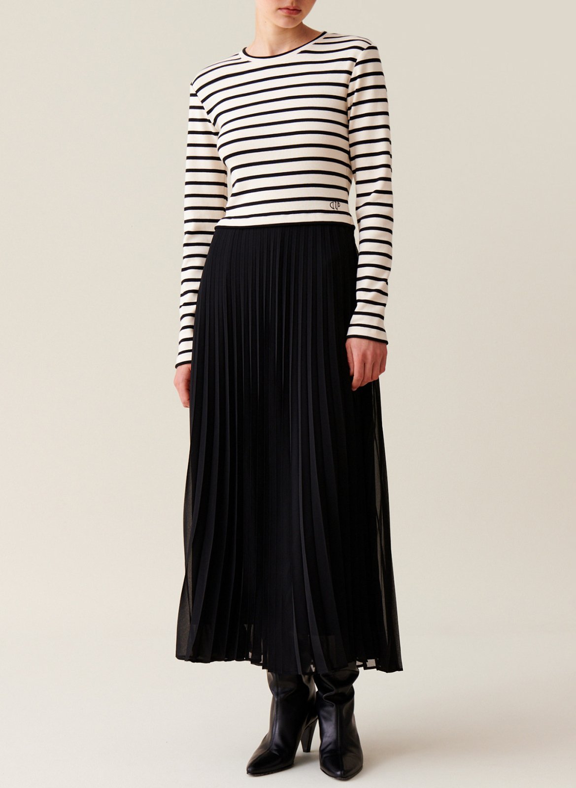 Robe trompe l'œil marinière en coton CLAUDIE PIERLOT Multicolore