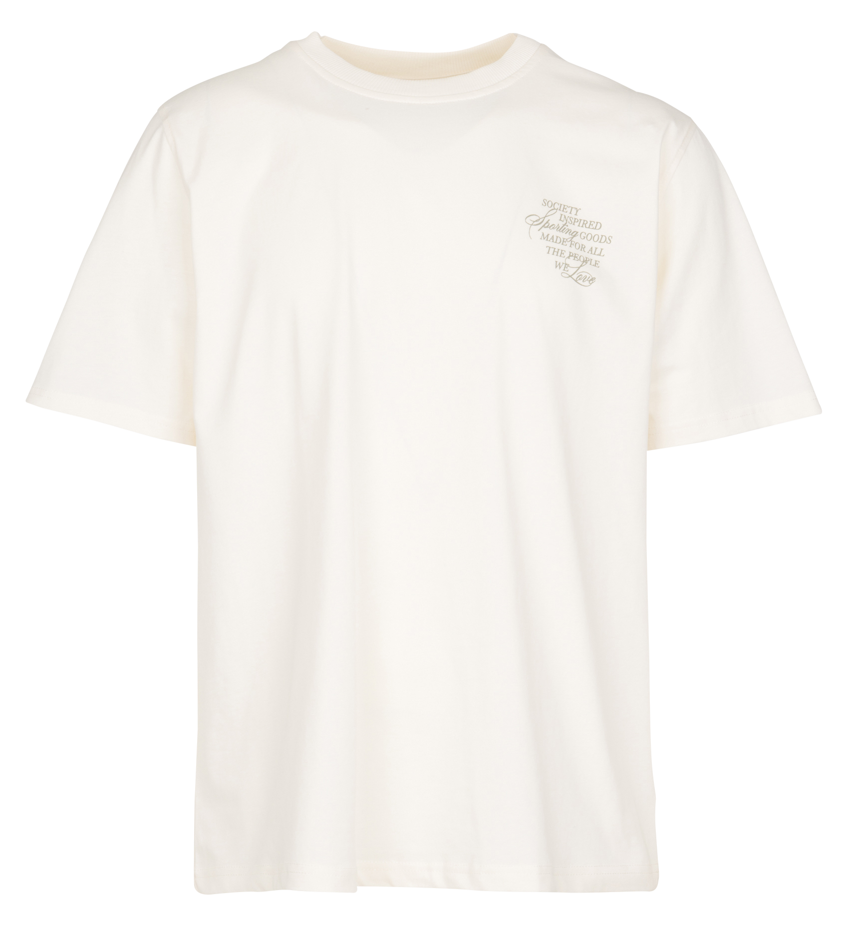 Straight round-neck printed organic cotton T-shirt LES DEUX Beige