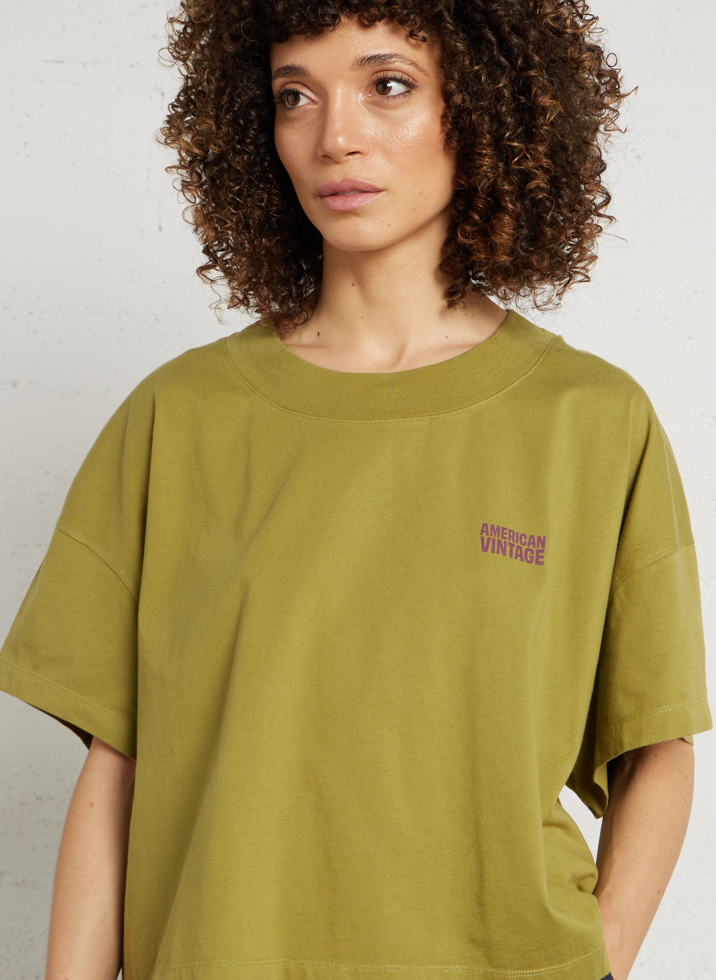 Tee-shirt oversize col rond en coton AMERICAN VINTAGE