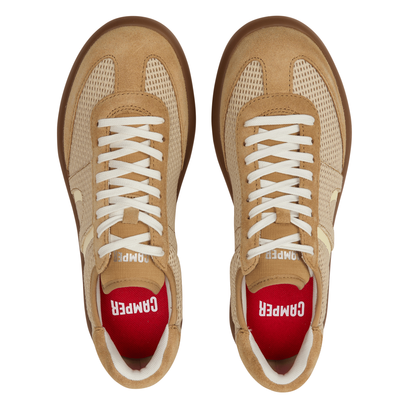 Lage sneakers met twee materialen veters CAMPER Bruin