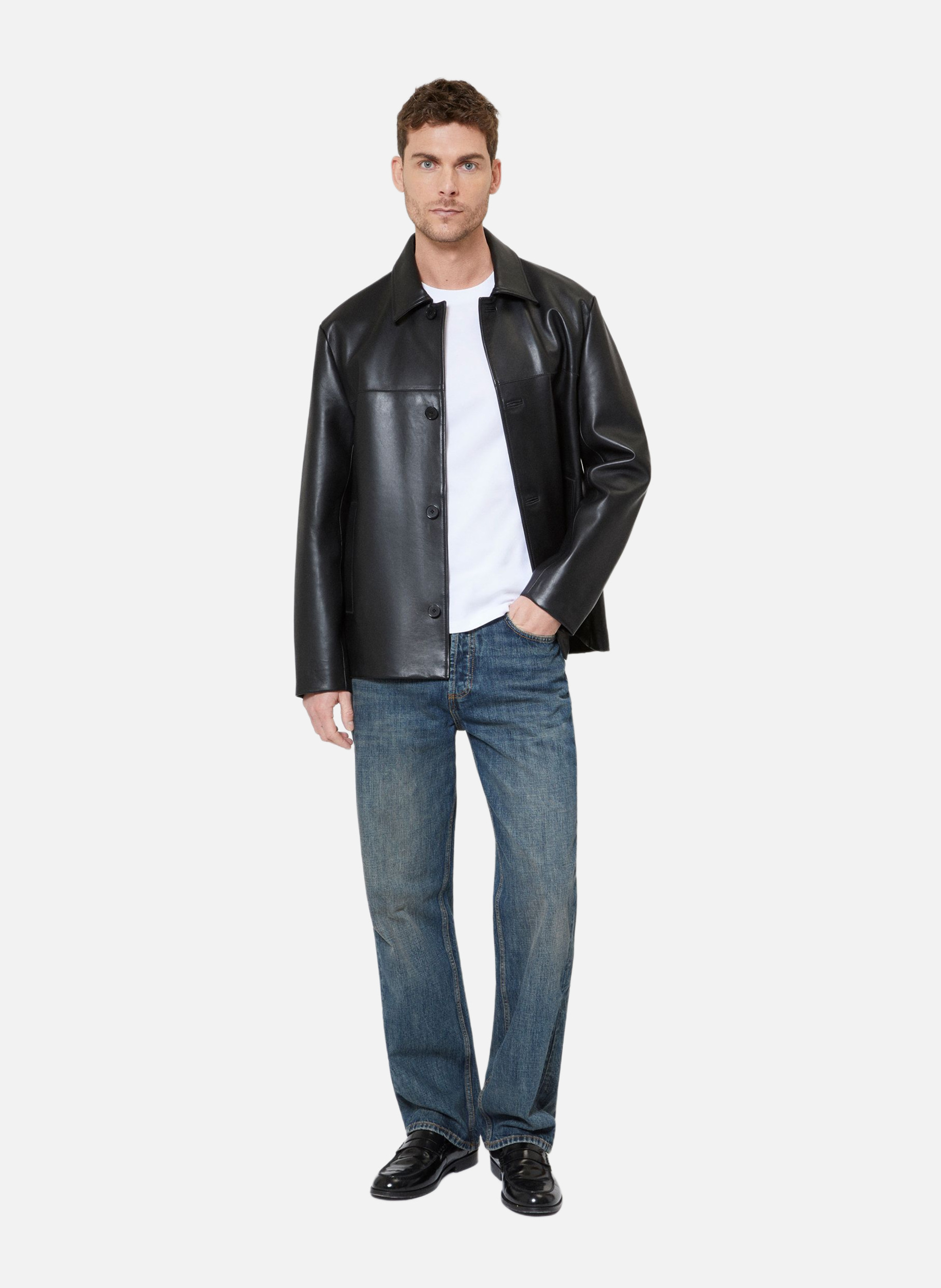 Leather jacket with buttons THE KOOPLES Black