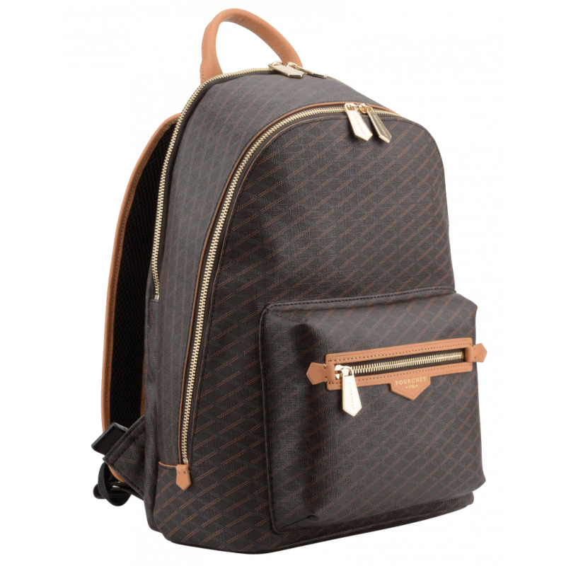 Calfskin leather backpack POURCHET Brown