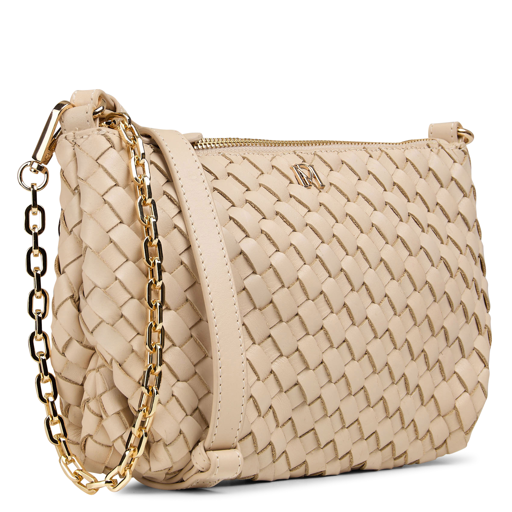 Small woven leather crossbody bag PETITE MENDIGOTE Beige