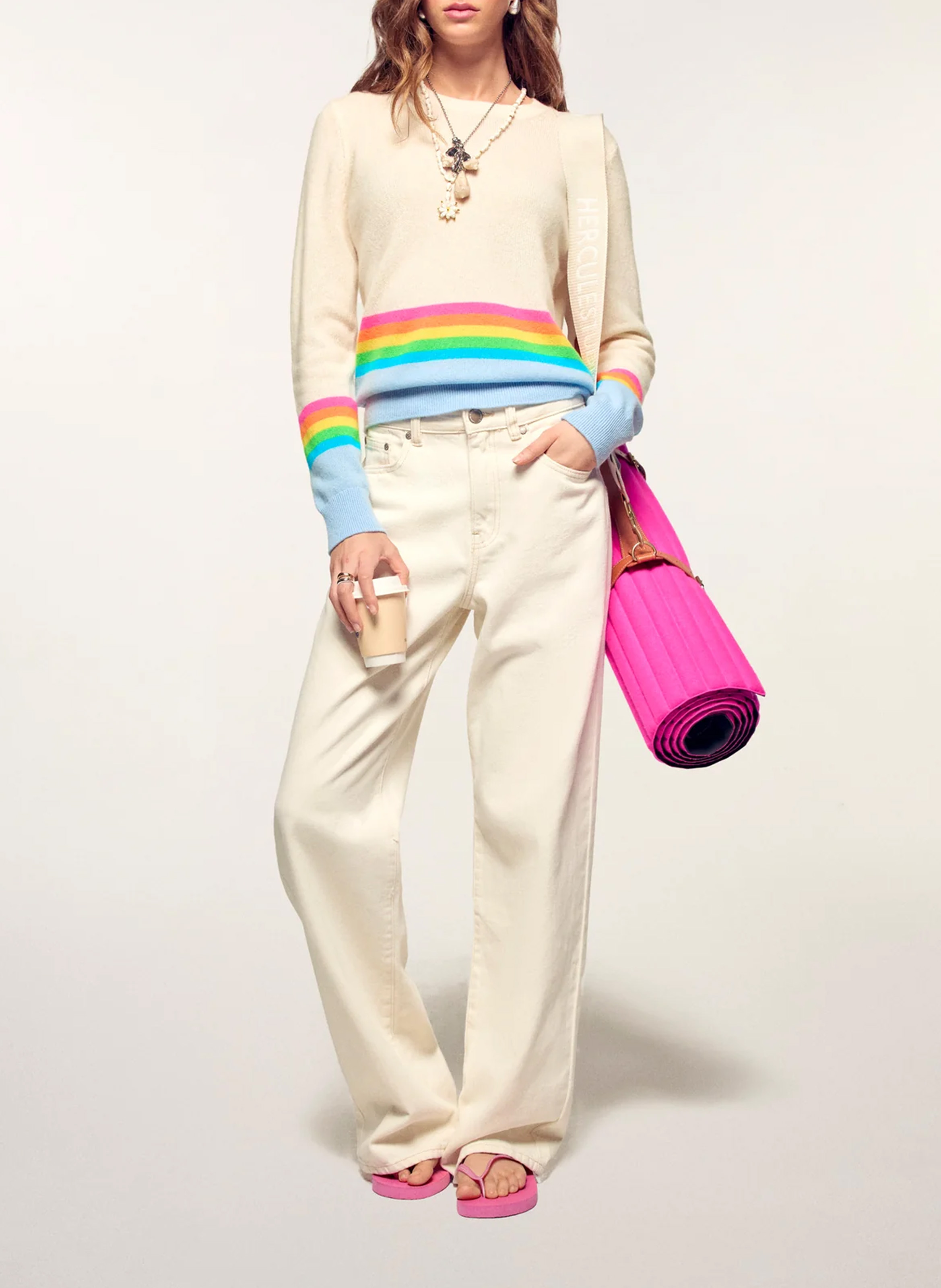 Pull droit col rond en cachemire FROM FUTURE Bleu