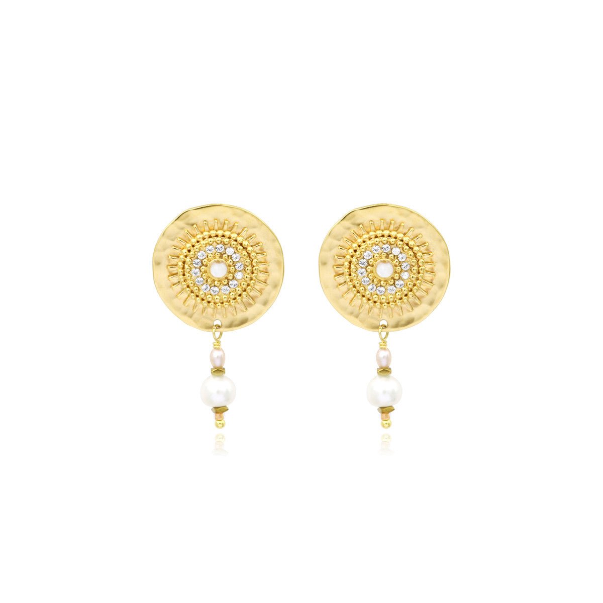 Fine gold-plated earrings SATELLITE PARIS White