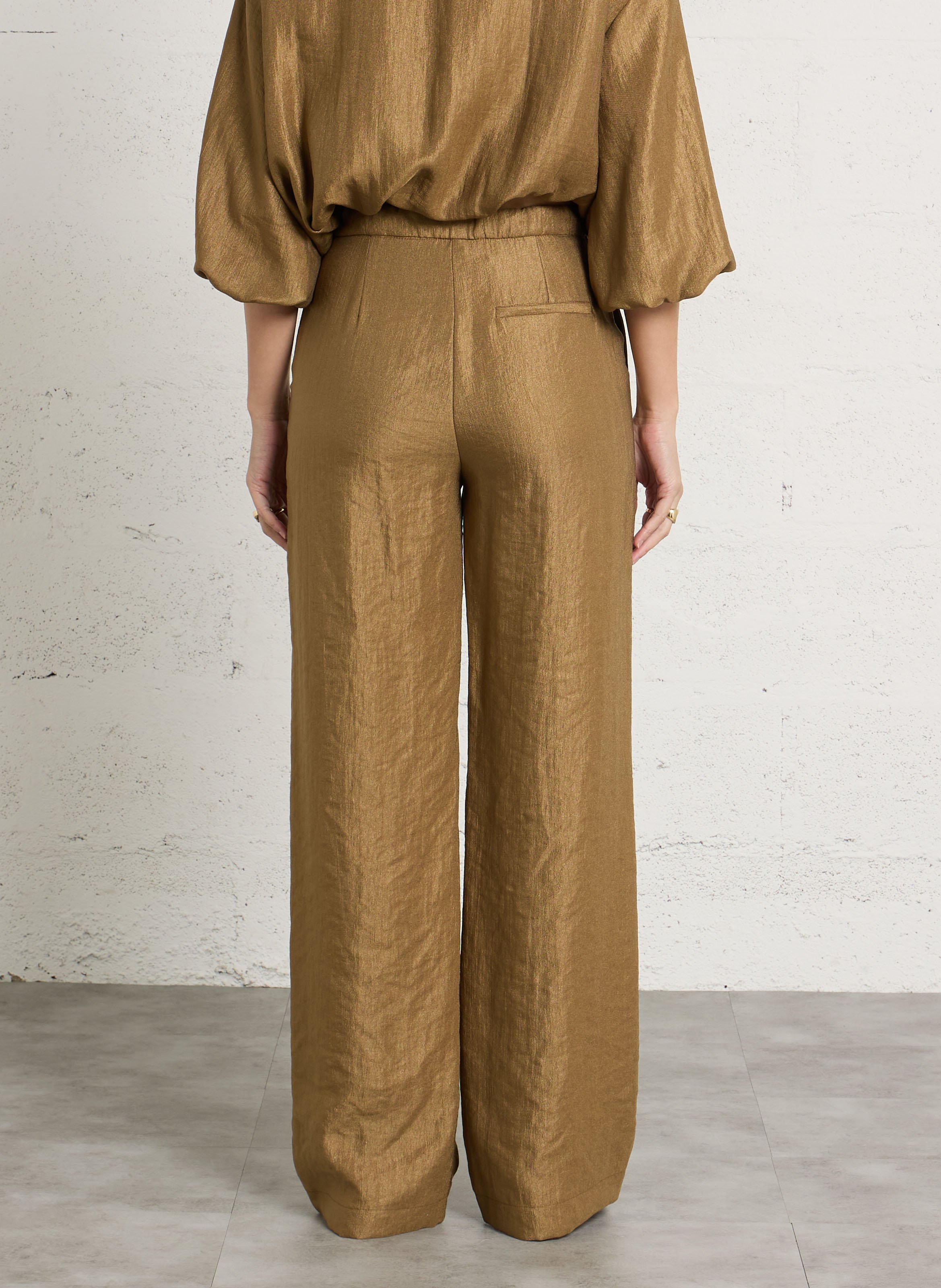 Wijde broek met pailletten IMPERIAL Bruin