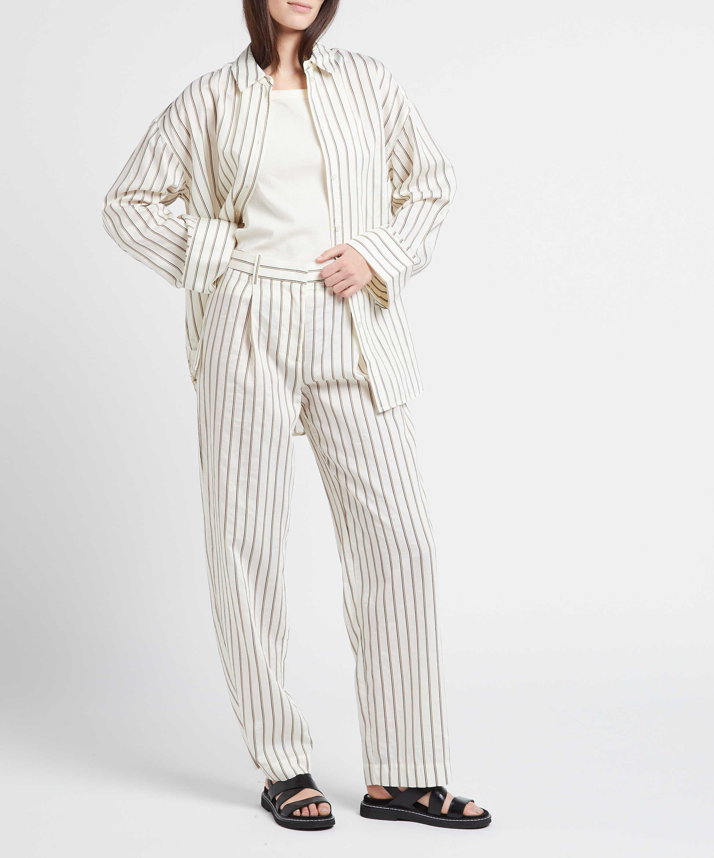 Loose-fit striped shirt SAMSOE SAMSOE White