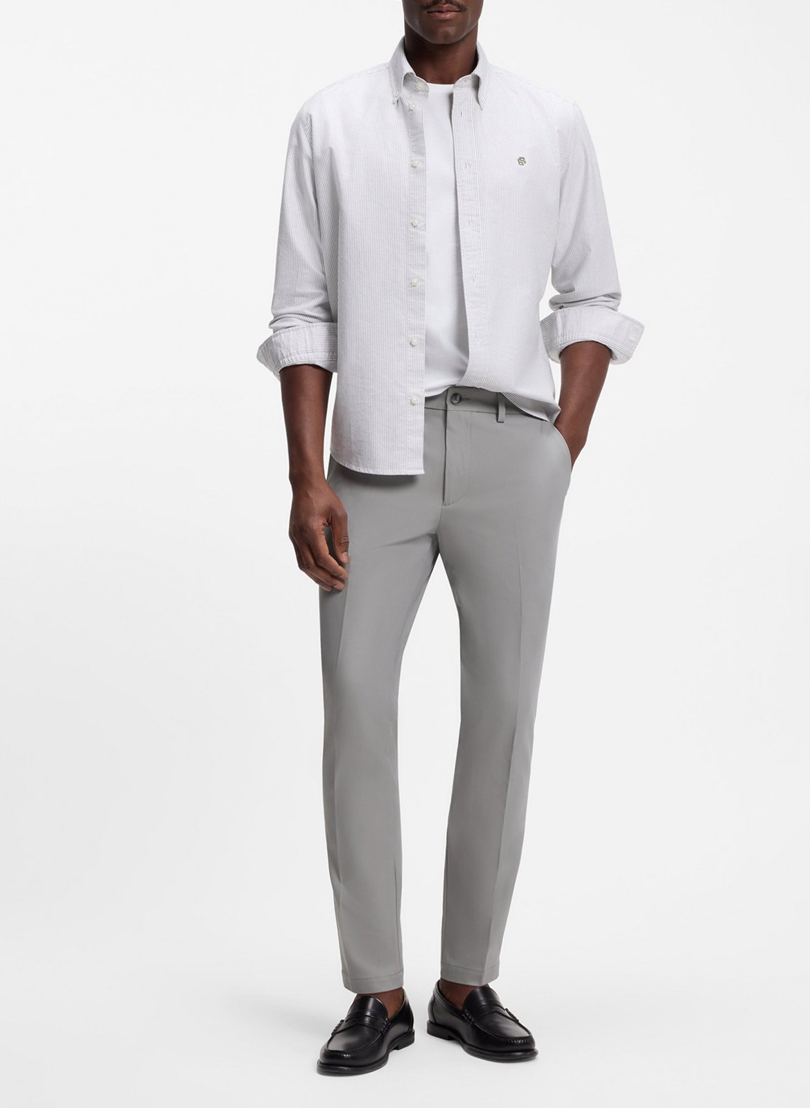 Solid straight-cut tailored trousers BOSS Silver