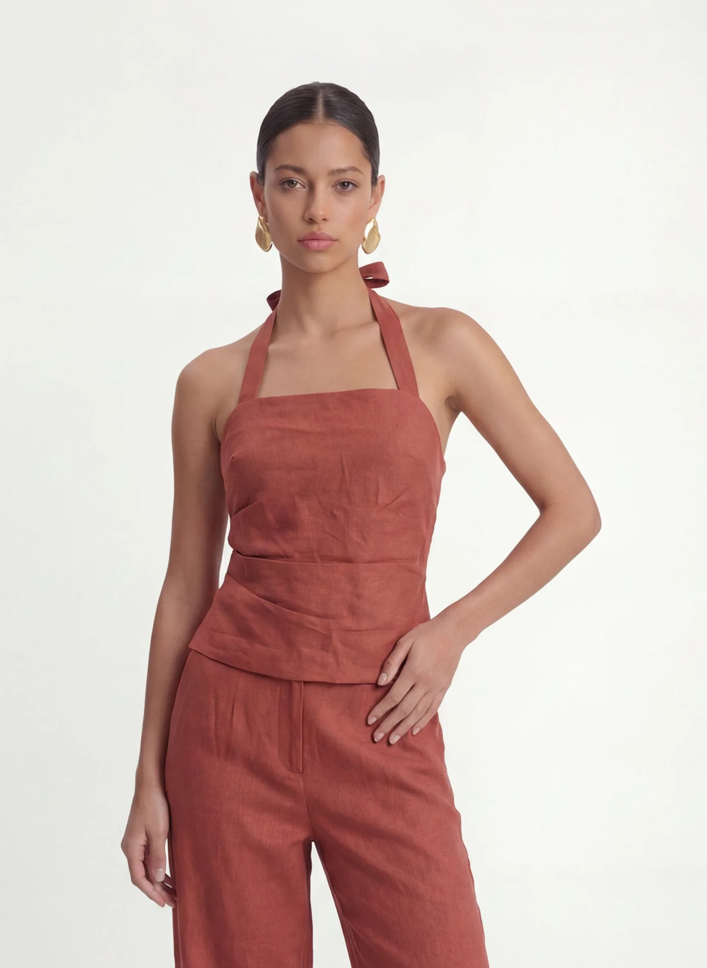 Leinen-Bustier-Top KOOKAI Braun