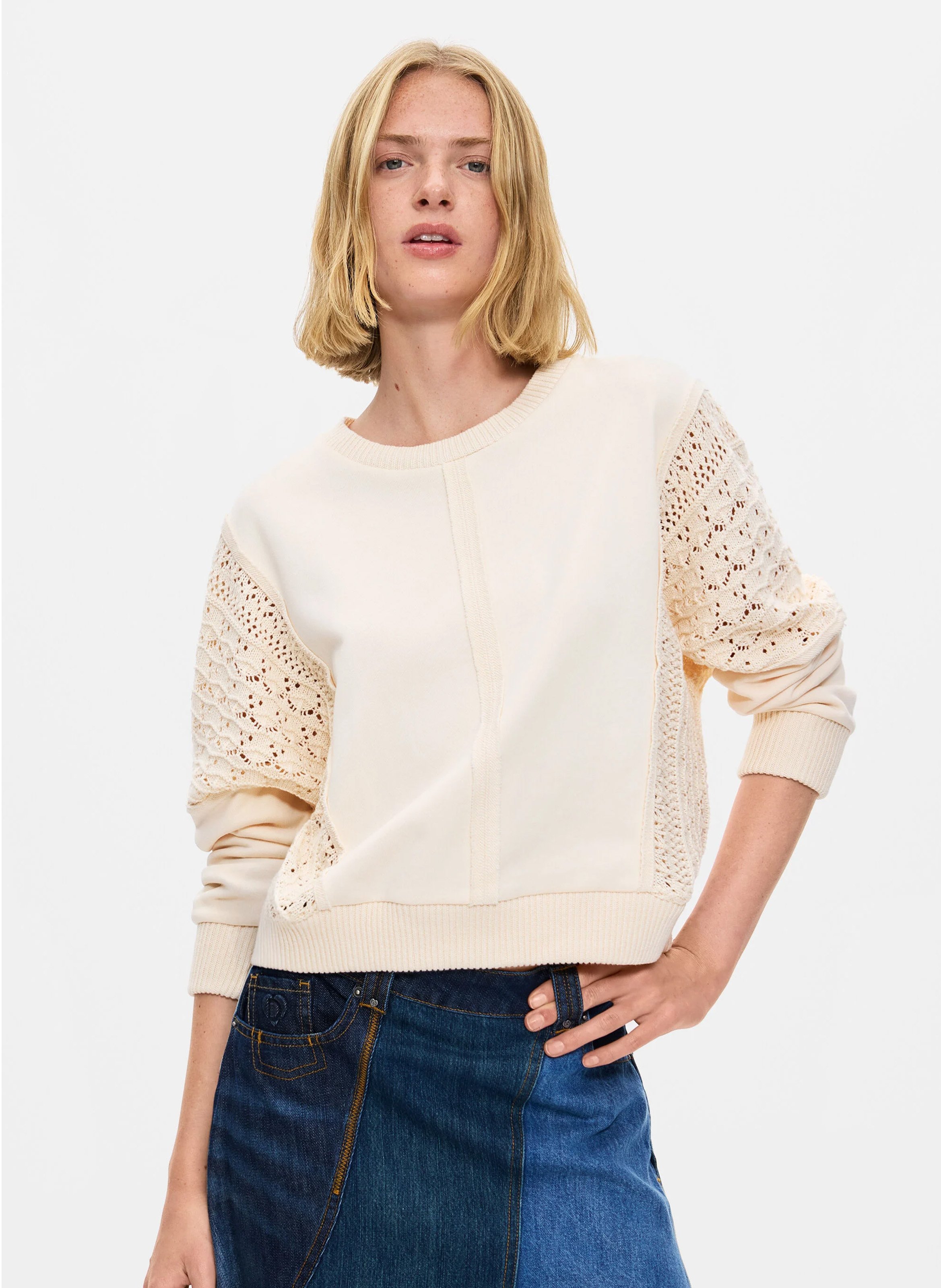 Sweat oversize en coton DESIGUAL Blanc