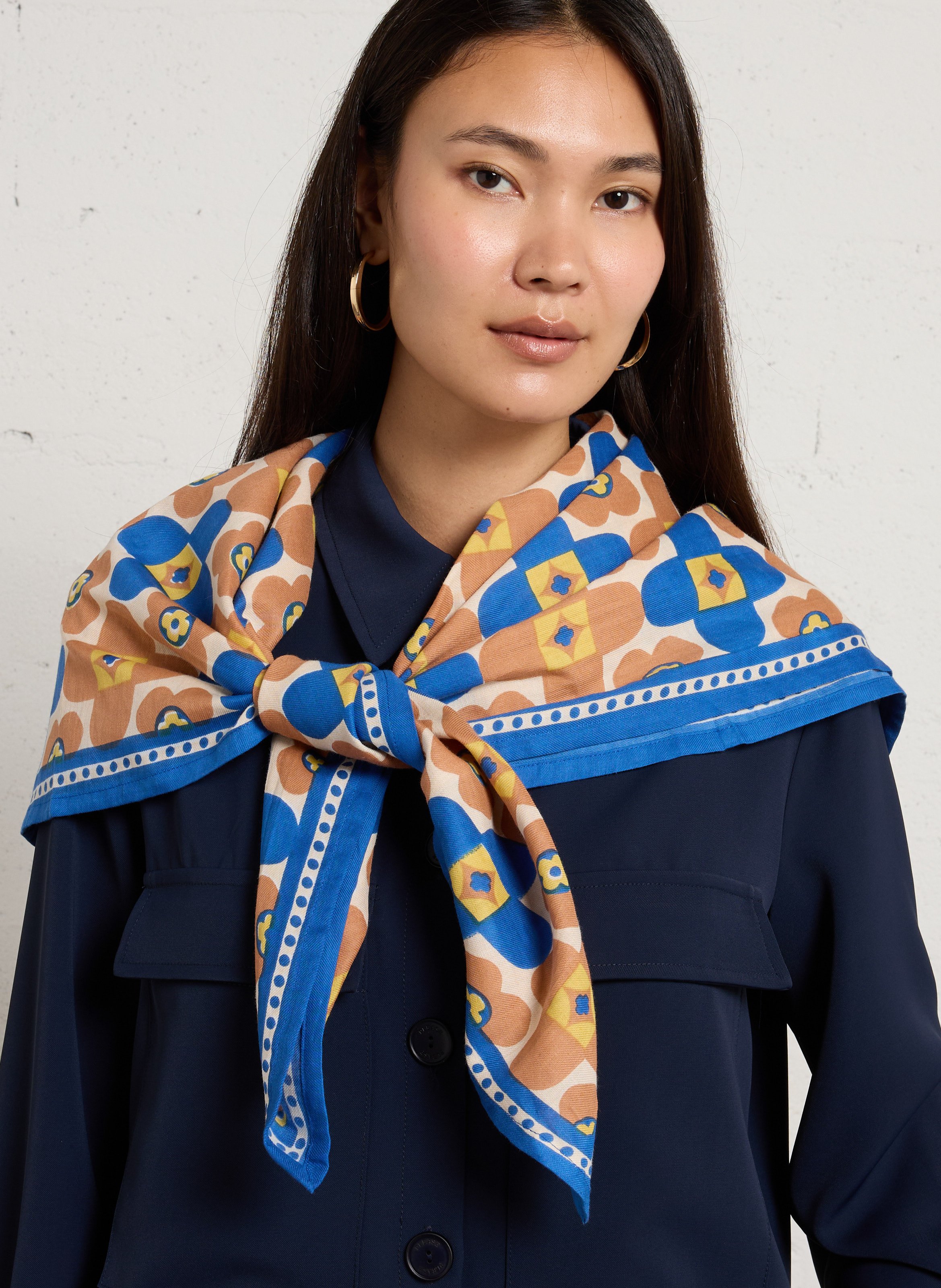 Foulard en coton imprimé APACHES COLLECTIONS Bleu