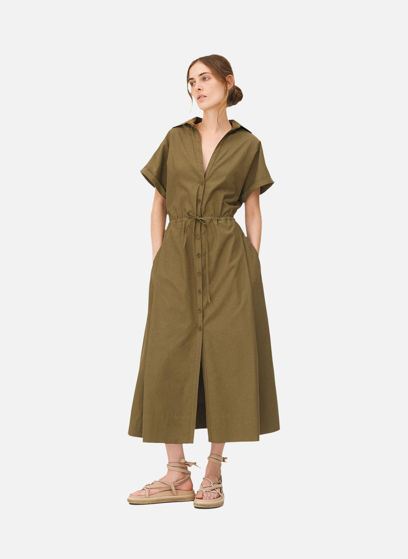 BRYNE KHAKI shirt dress Noyoco Green