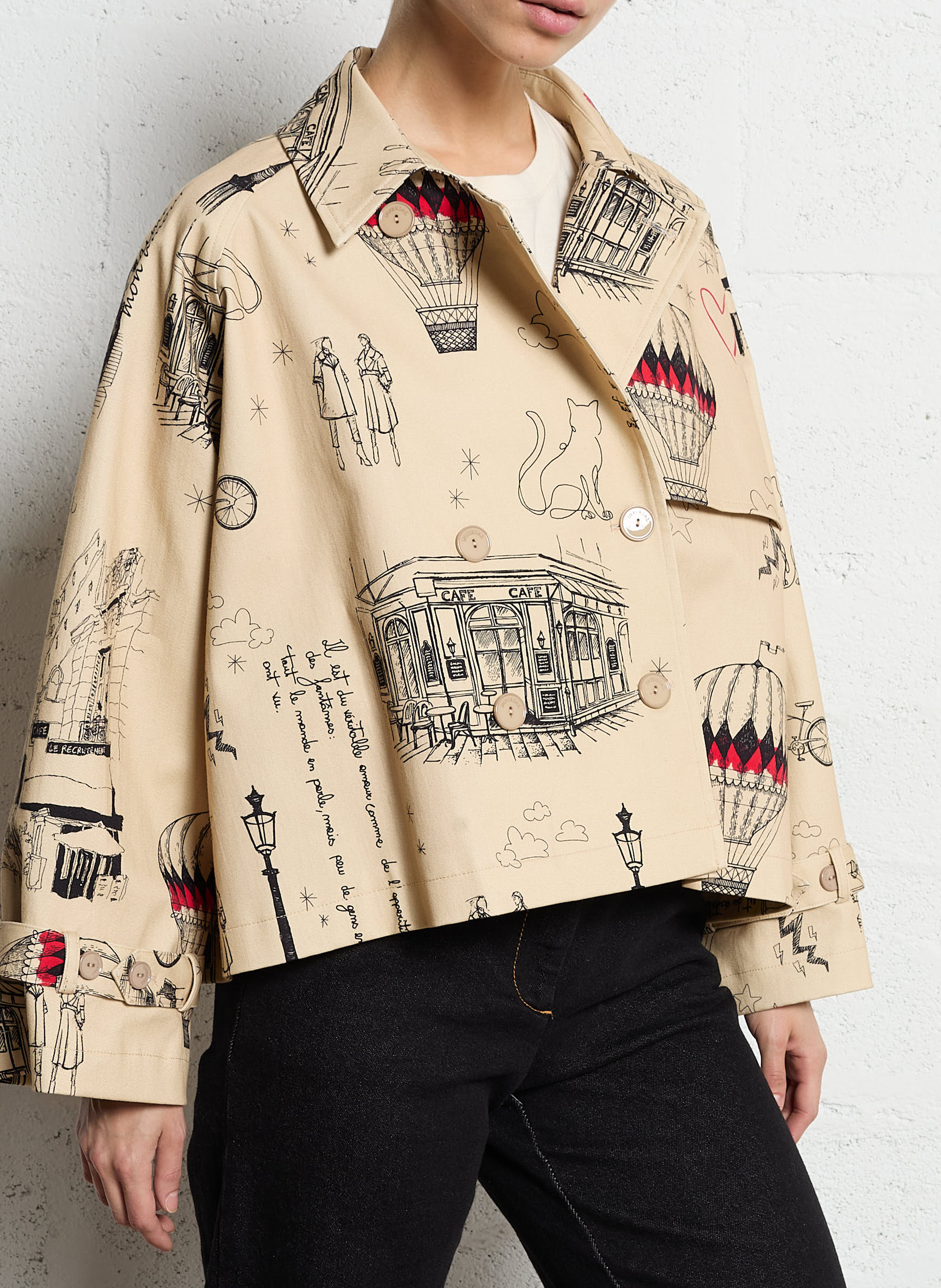 Classic cotton printed pea coat IMPERIAL Beige