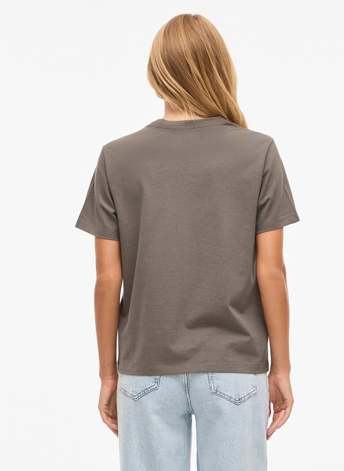 Round-neck organic cotton T-shirt VILA Brown